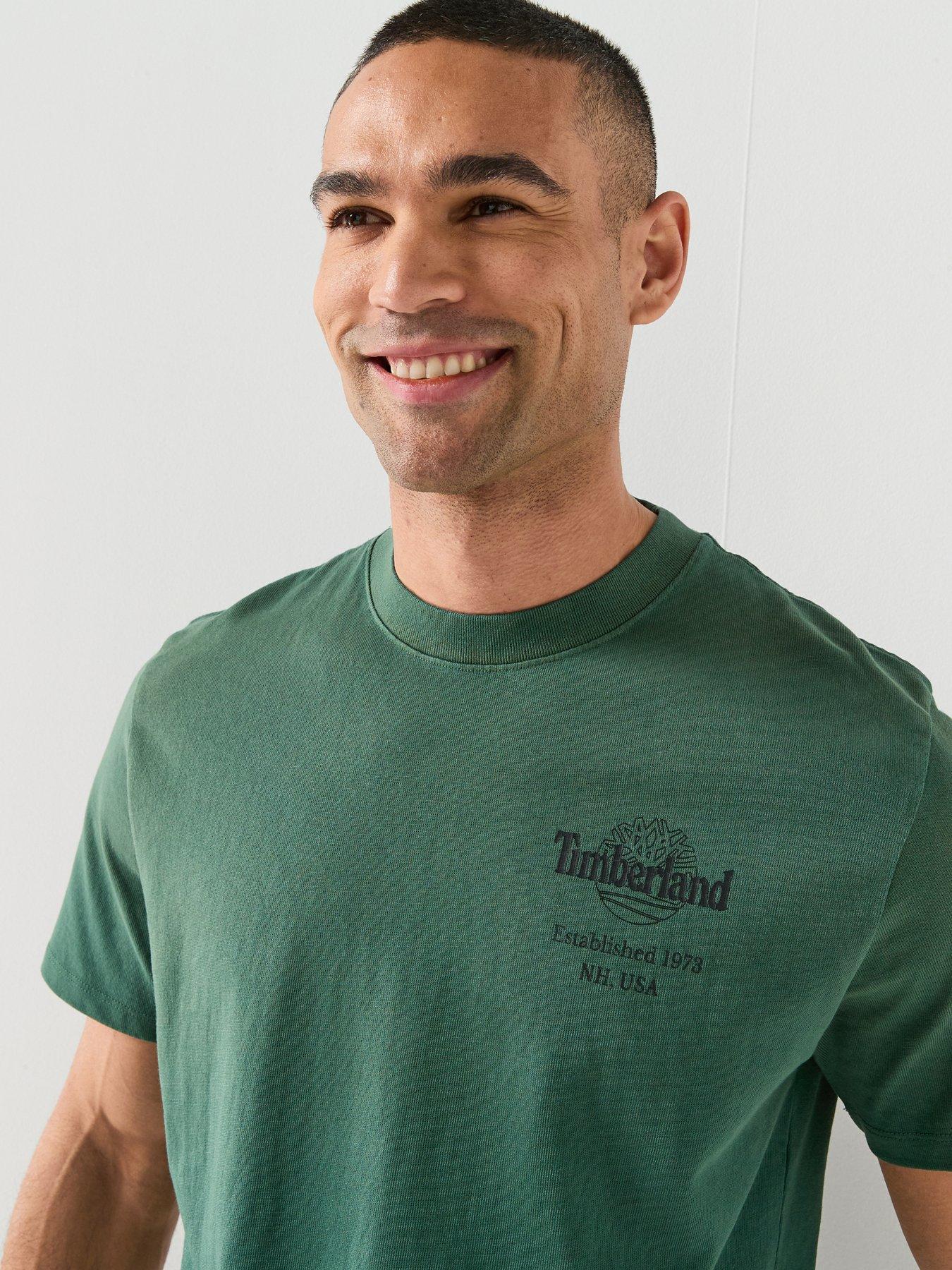 Image 4 of 6 of Timberland Sunfaded Back Tree Logo T-Shirt - Dark Green