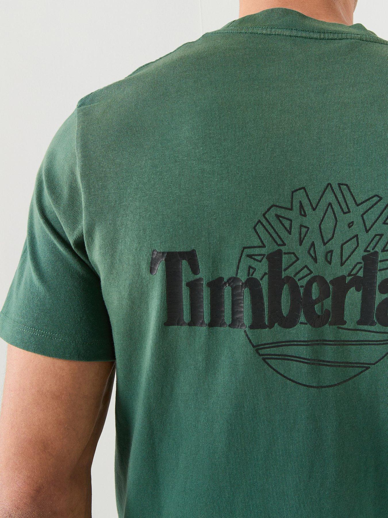 Image 5 of 6 of Timberland Sunfaded Back Tree Logo T-Shirt - Dark Green