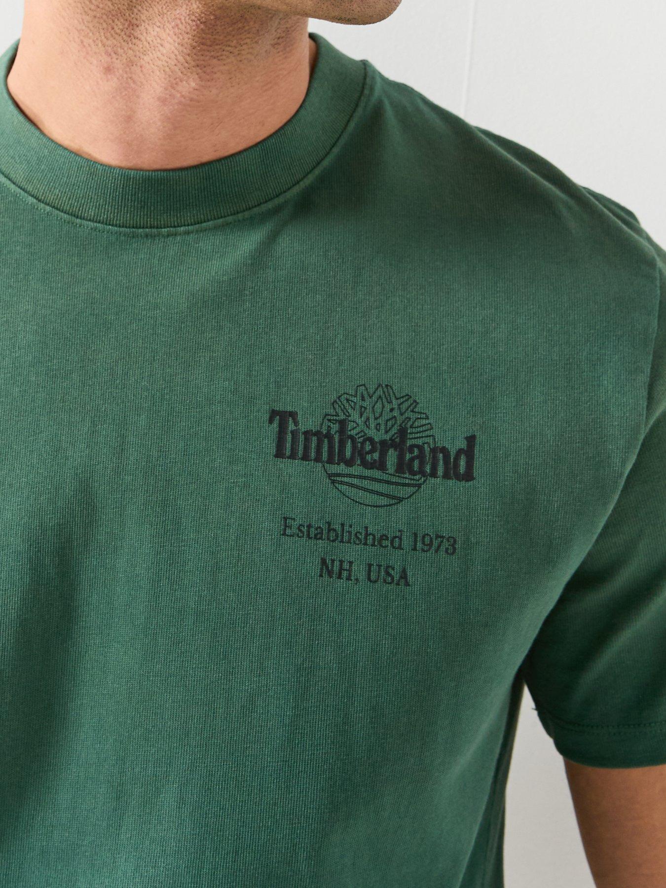 Image 6 of 6 of Timberland Sunfaded Back Tree Logo T-Shirt - Dark Green