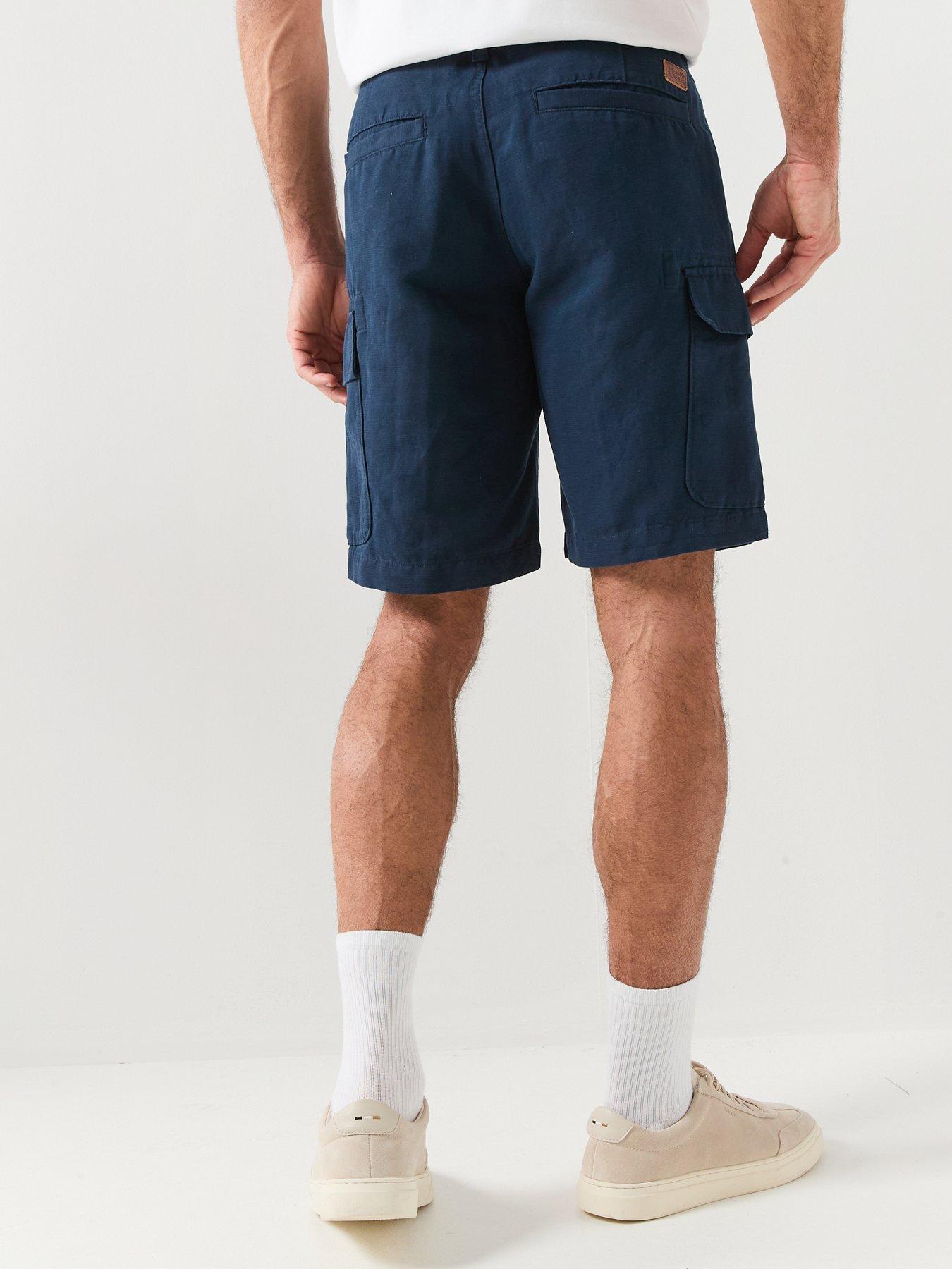 stillFront image of timberland-cotton-linen-cargo-shorts-navy