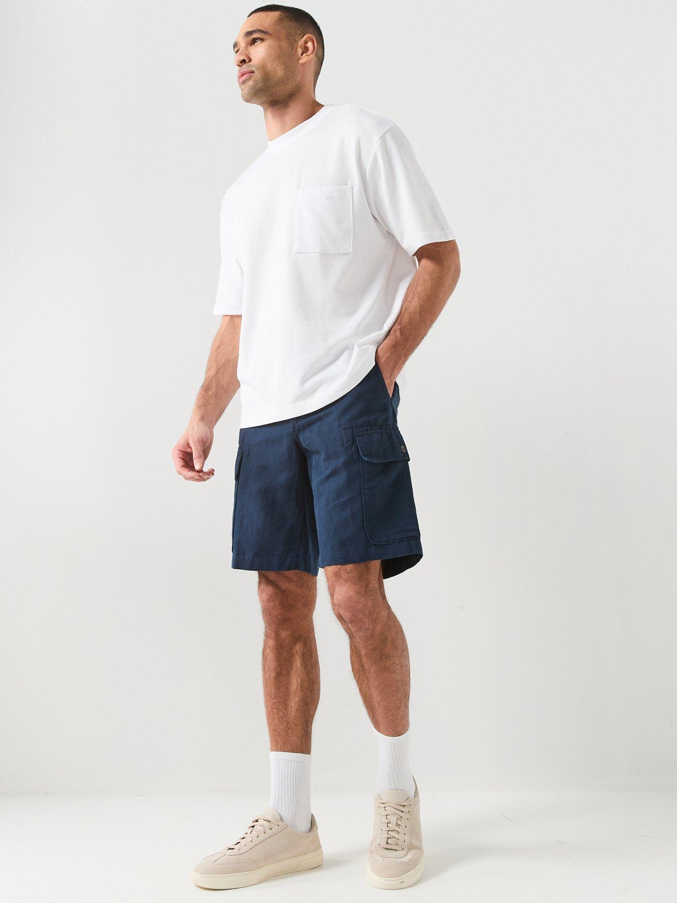  image of timberland-cotton-linen-cargo-shorts-navy
