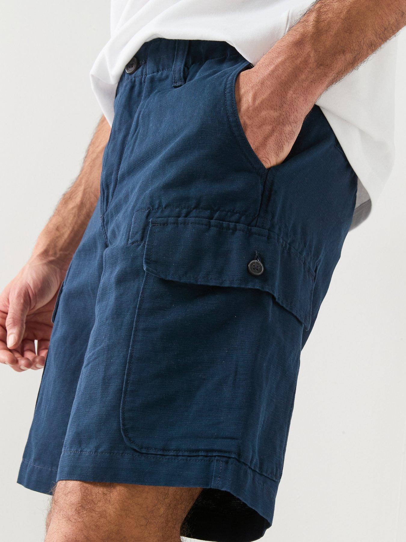  image of timberland-cotton-linen-cargo-shorts-navy
