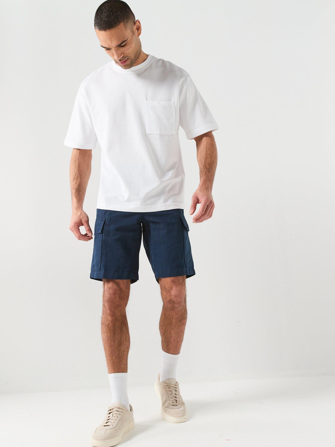  image of timberland-cotton-linen-cargo-shorts-navy