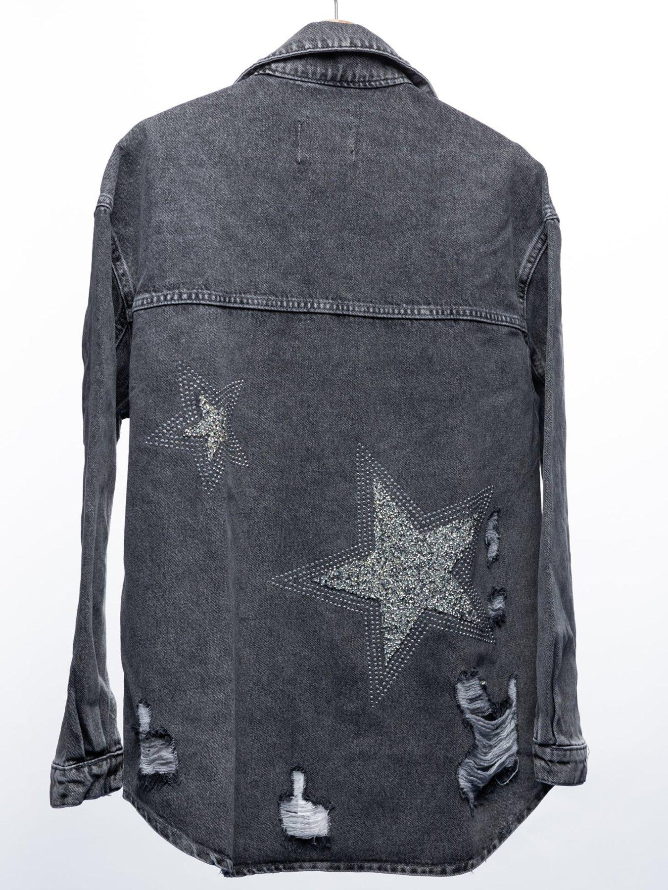 Image 3 of 3 of Sorena Beaded Stars Denim Jacket - Black