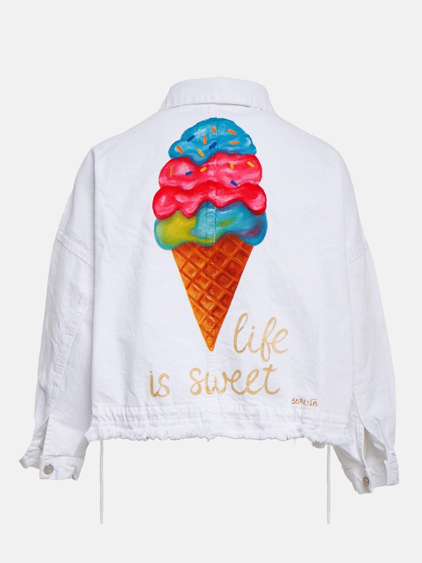 Image 3 of 3 of Sorena Life Is Sweet Denim Jacket - White