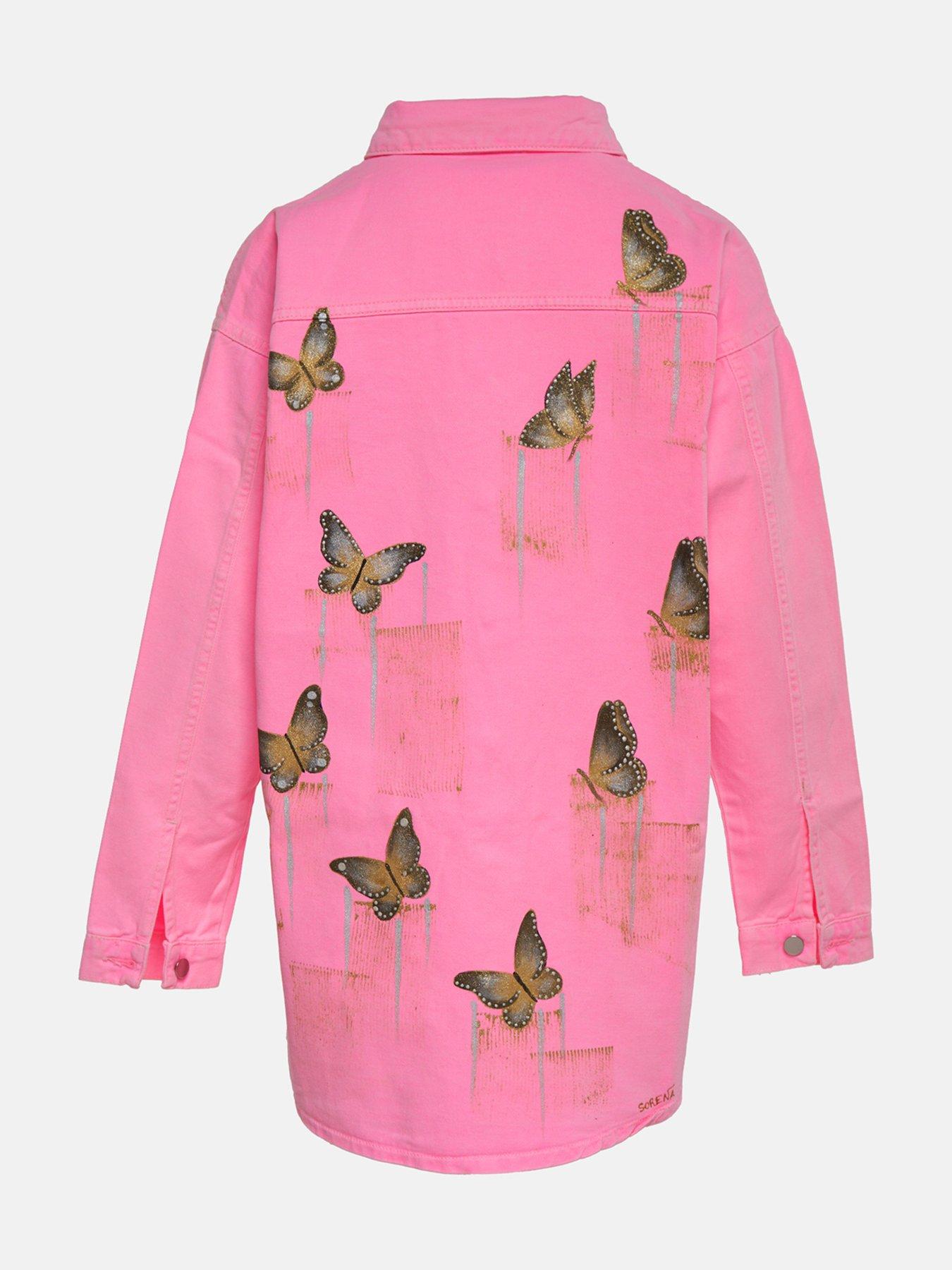  image of sorena-long-line-butterfly-denim-jacket