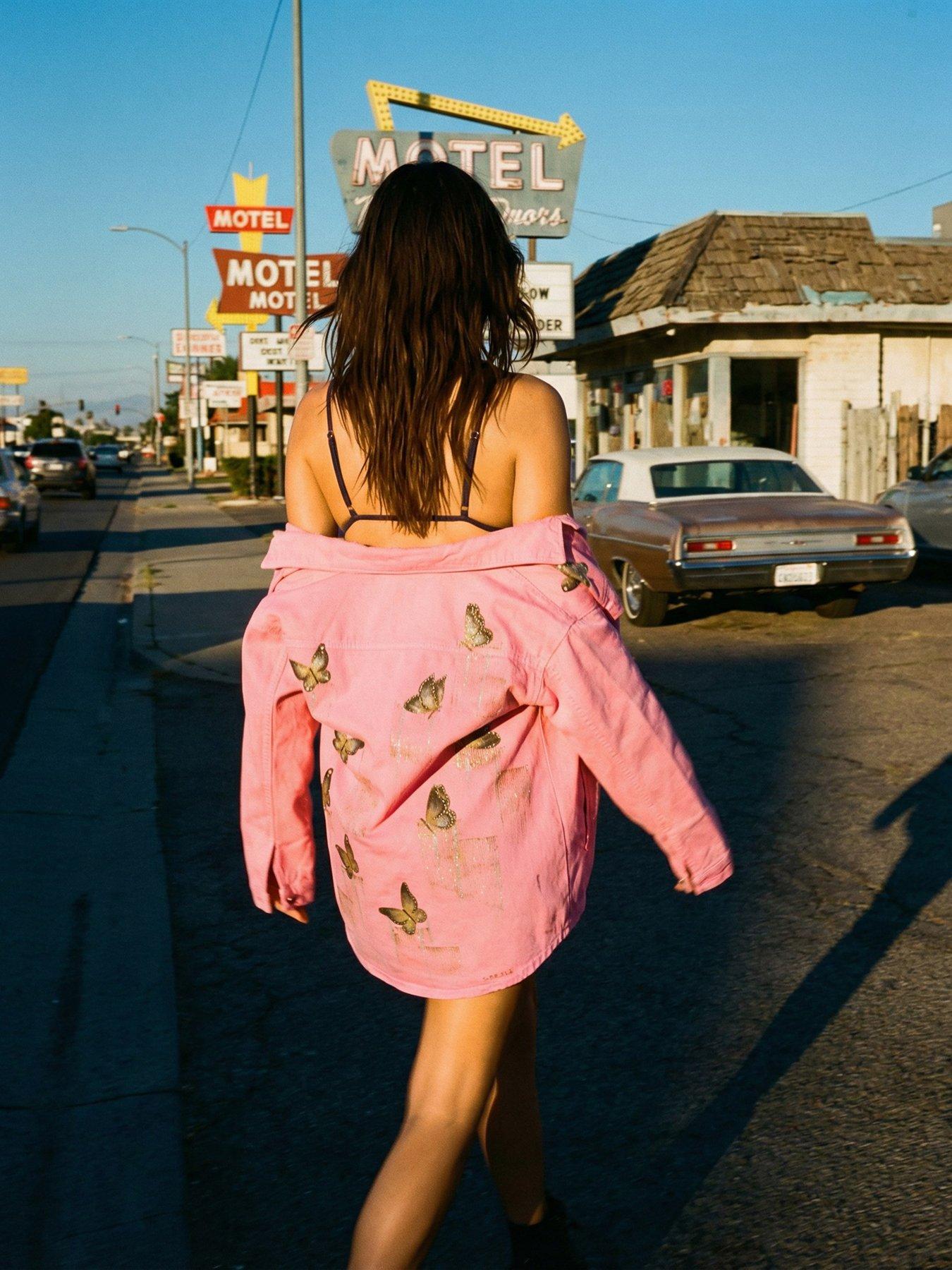  image of sorena-long-line-butterfly-denim-jacket