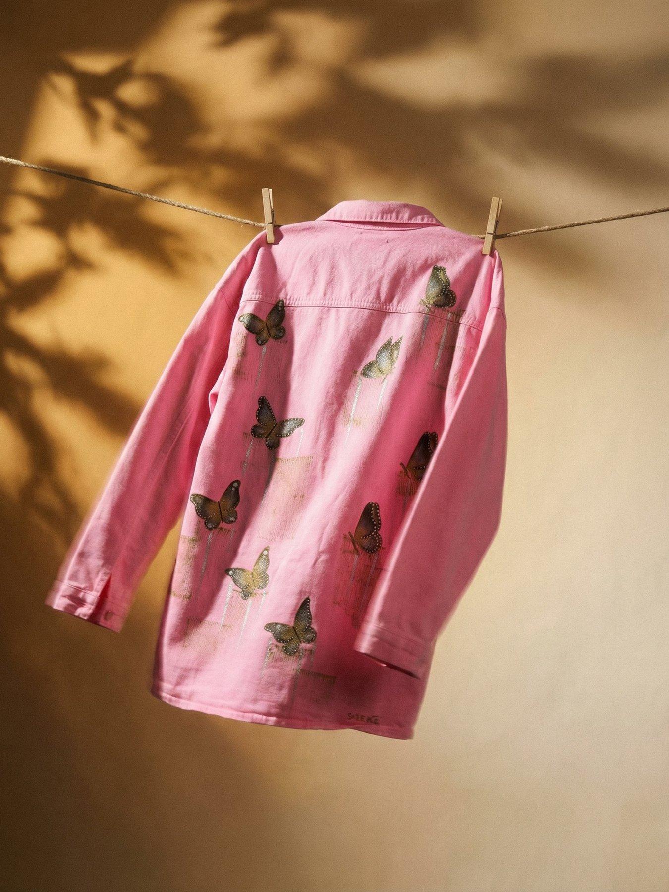  image of sorena-long-line-butterfly-denim-jacket