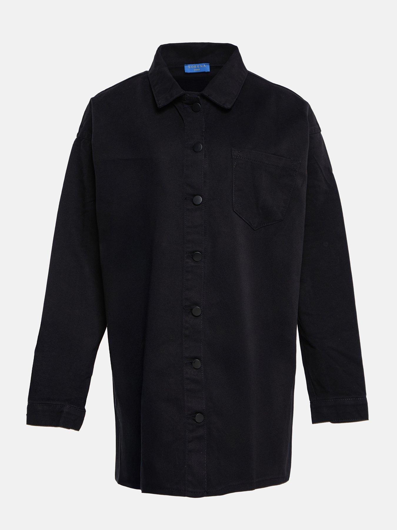 Image 2 of 3 of Sorena Long Line Butterfly Denim Jacket - Black