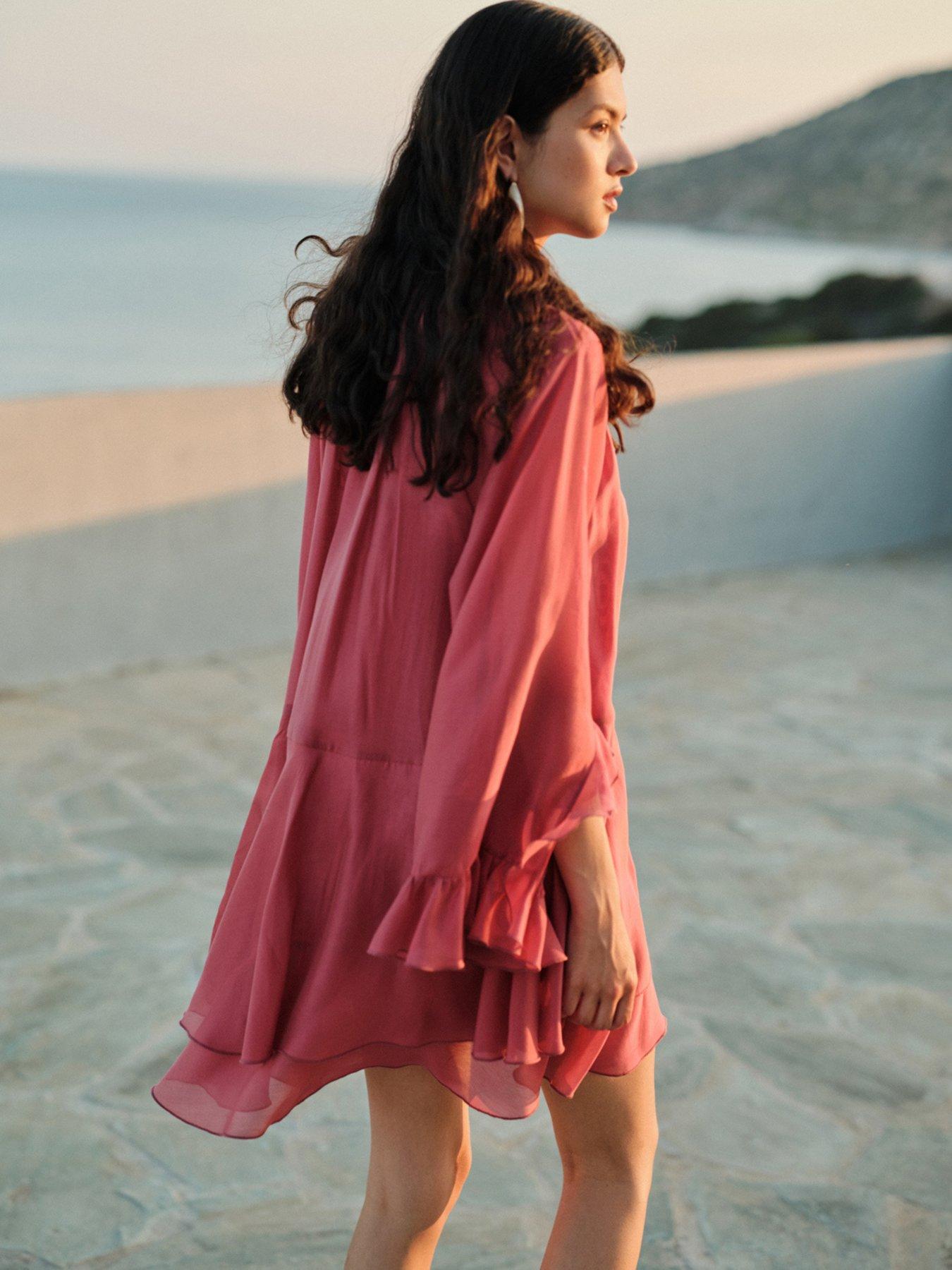 stillFront image of devotion-twins-sheen-dress-rosewine