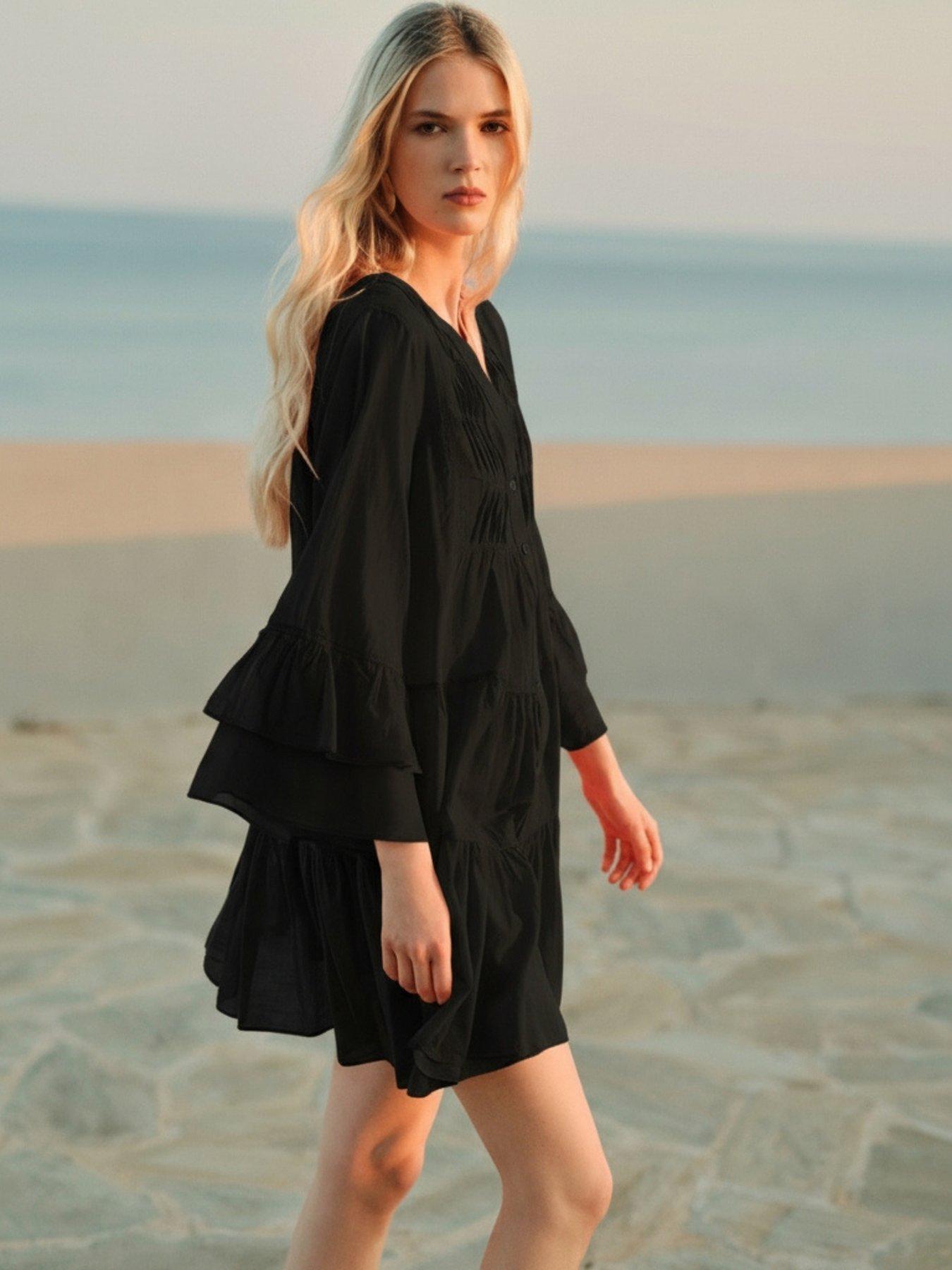 back image of devotion-twins-citrus-dress-black