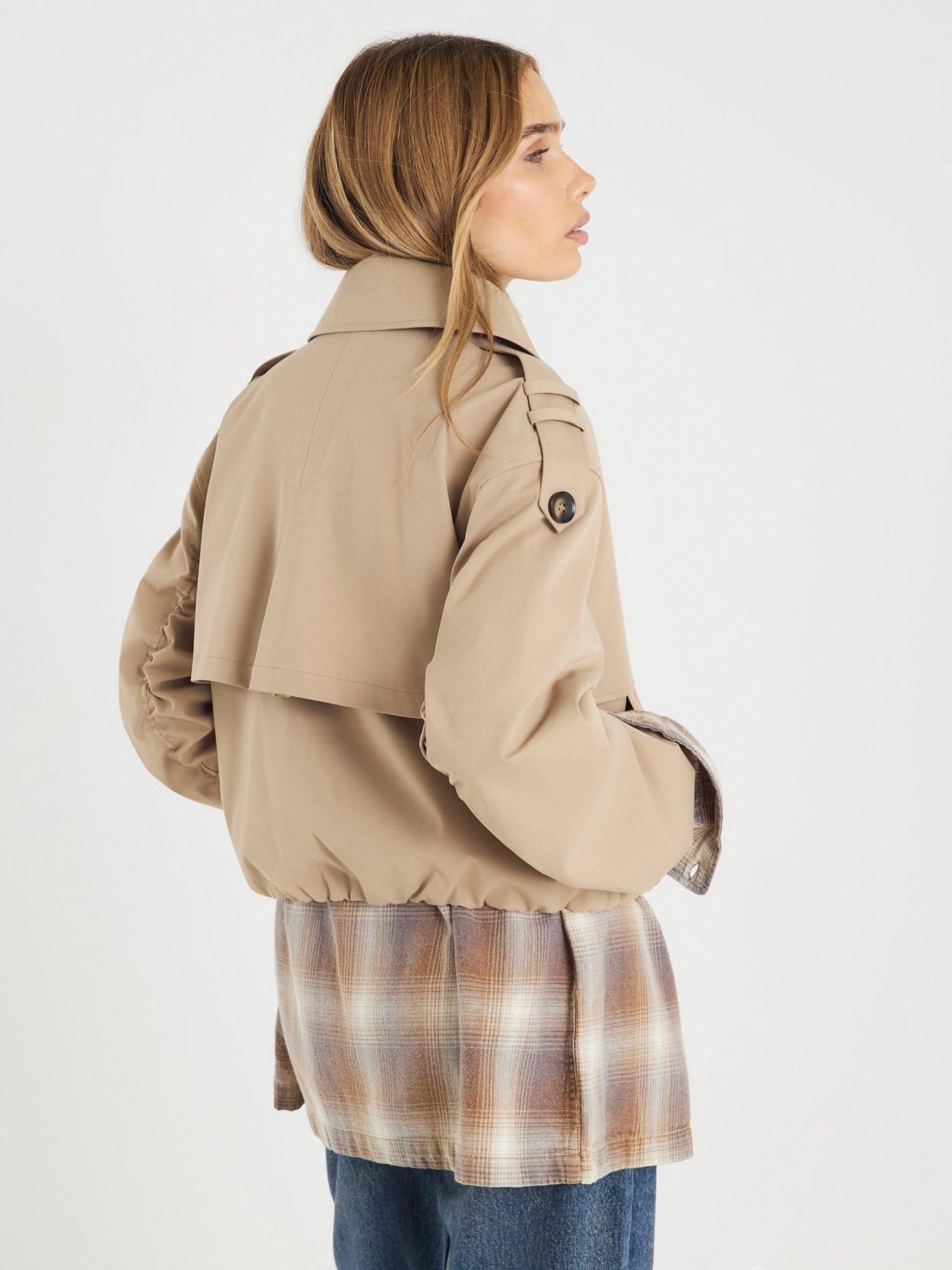 stillFront image of river-island-short-bubble-hem-trench-beige