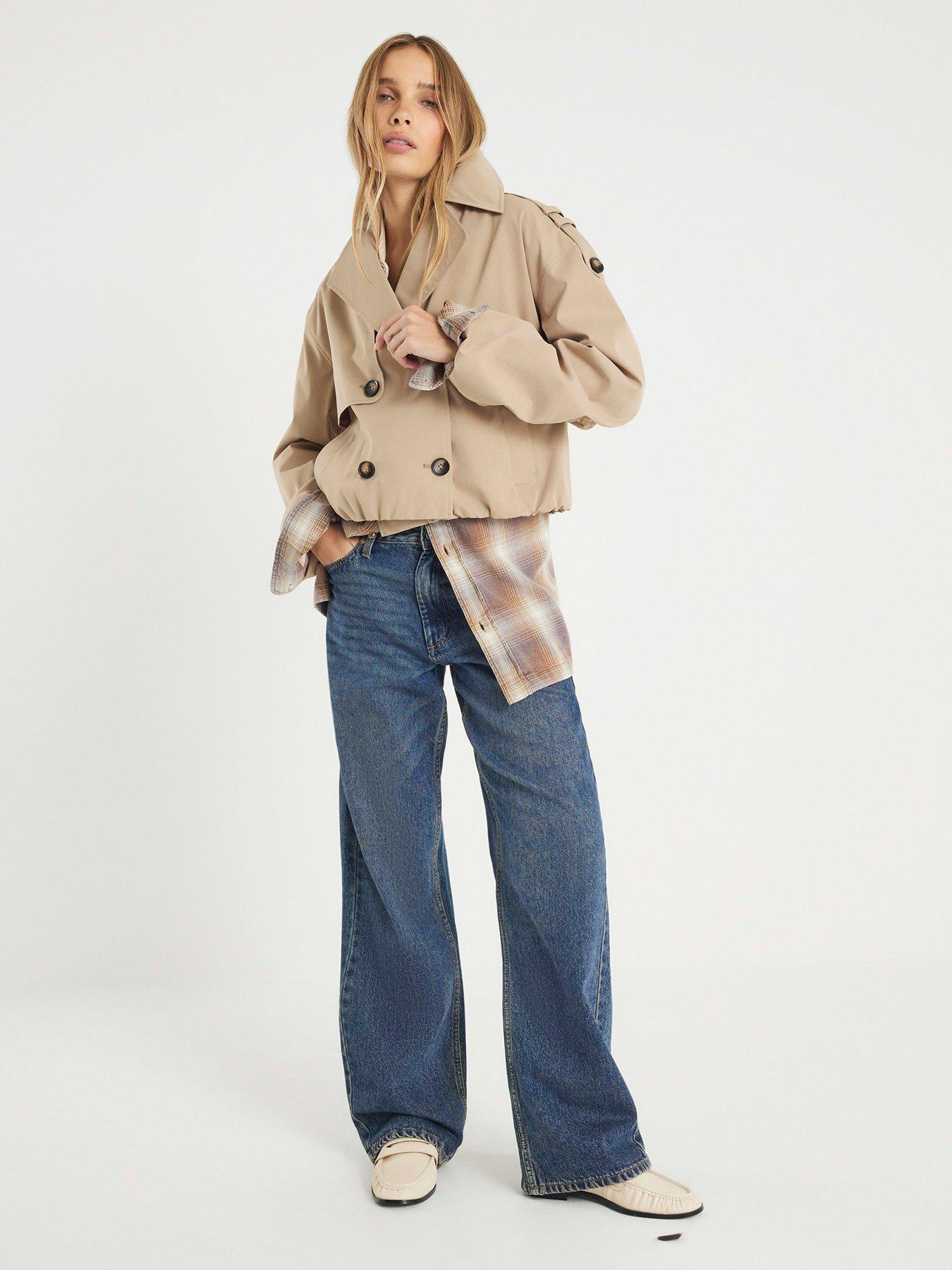  image of river-island-short-bubble-hem-trench-beige