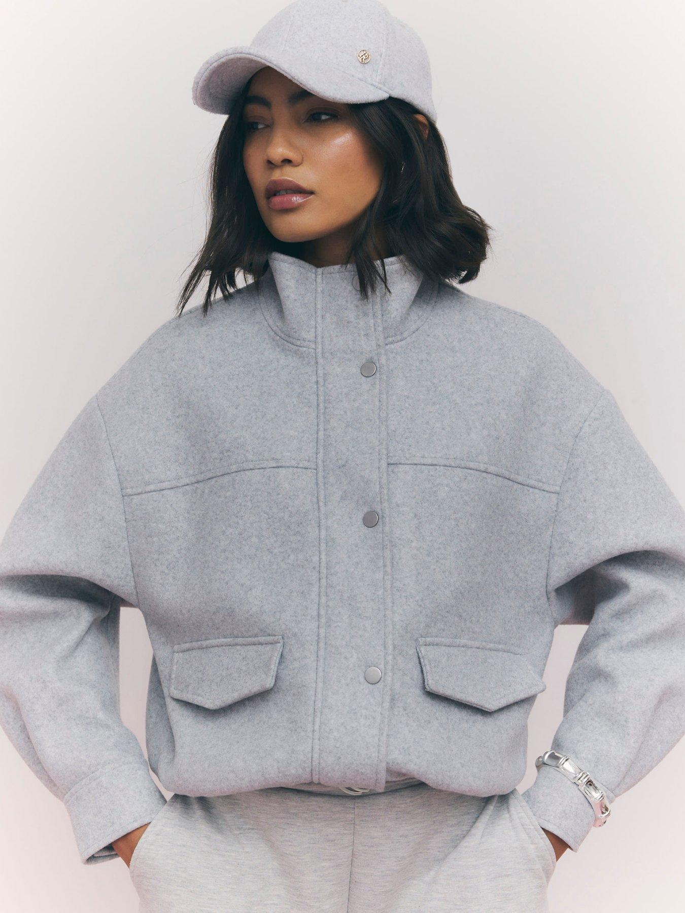  image of river-island-funnel-neck-bomber-jacket-grey