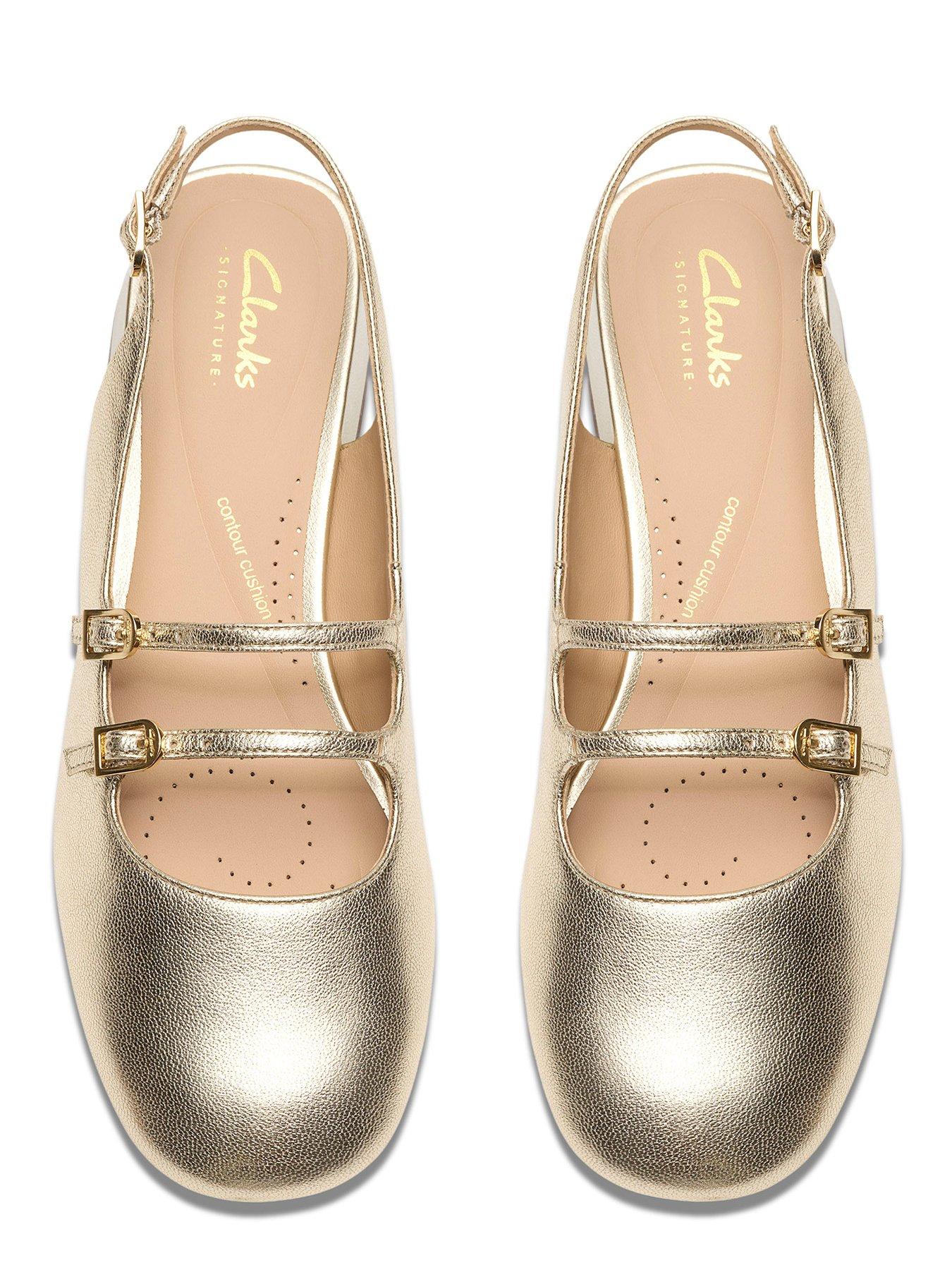  image of clarks-daiss30-dazz-shoes-gold-leather
