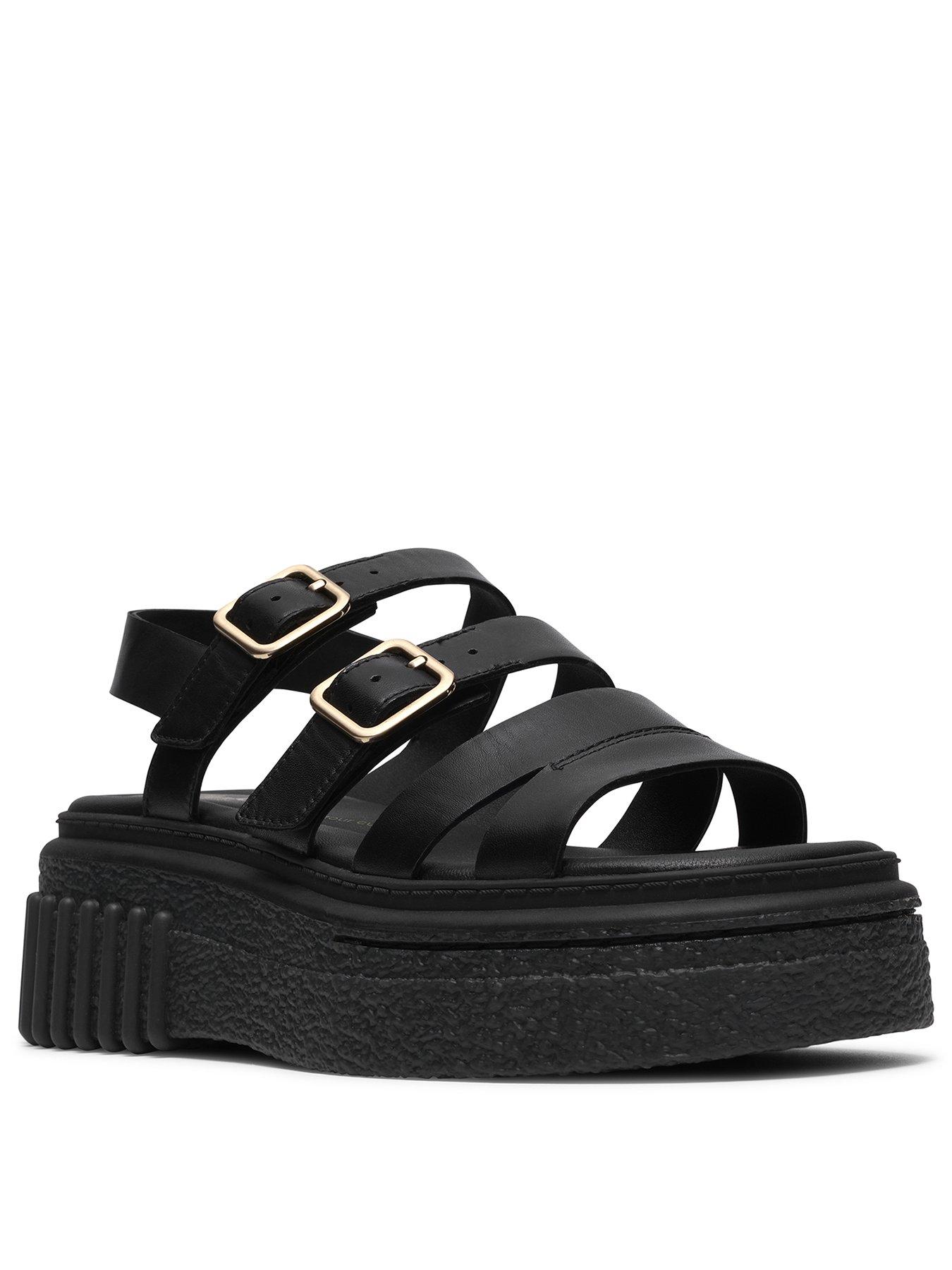  image of clarks-evamar-strap-sandals-black-leather