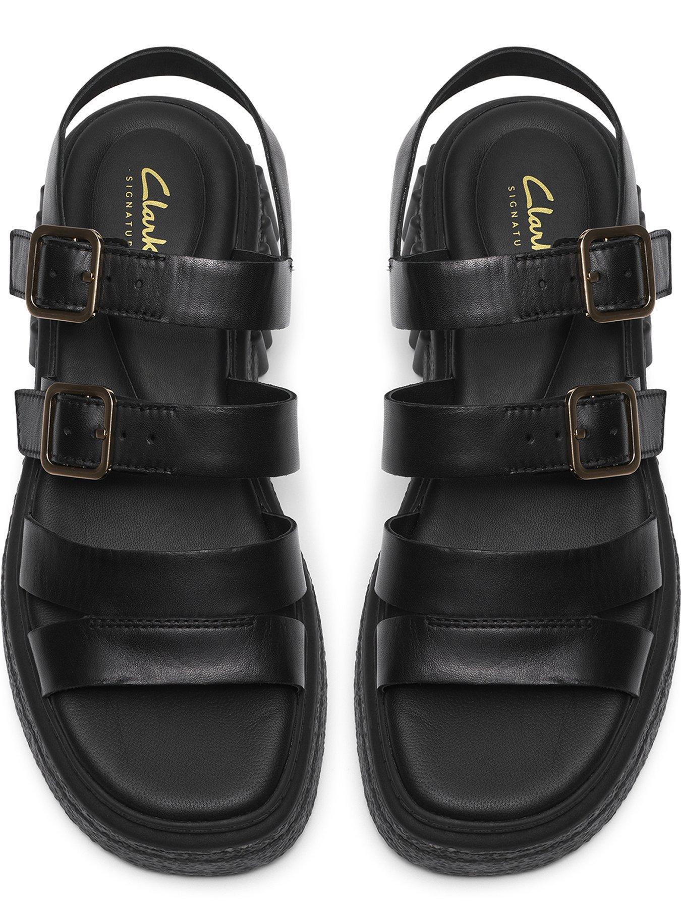 image of clarks-evamar-strap-sandals-black-leather