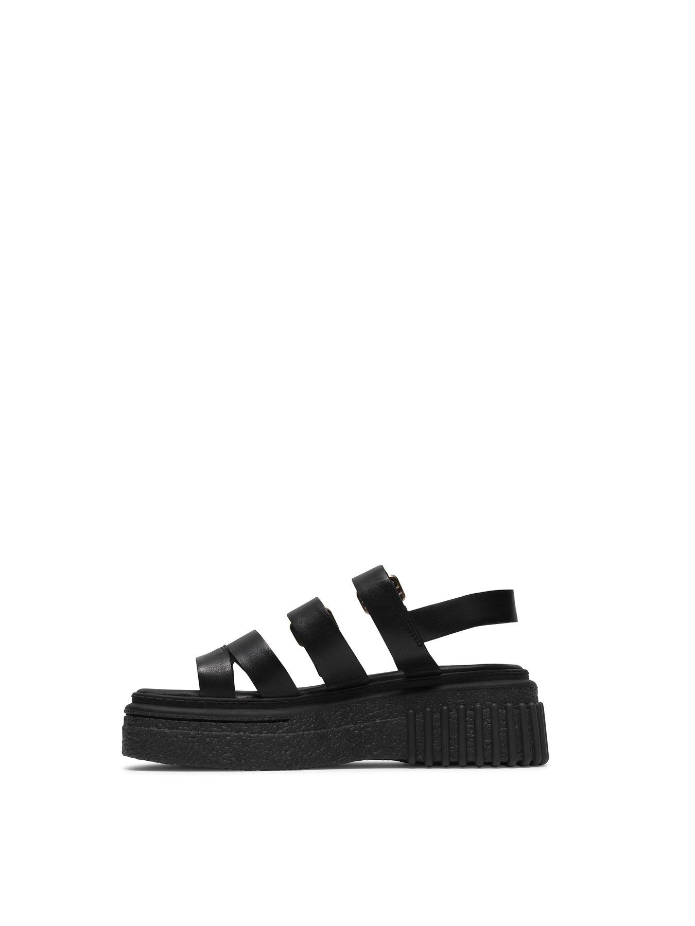  image of clarks-evamar-strap-sandals-black-leather