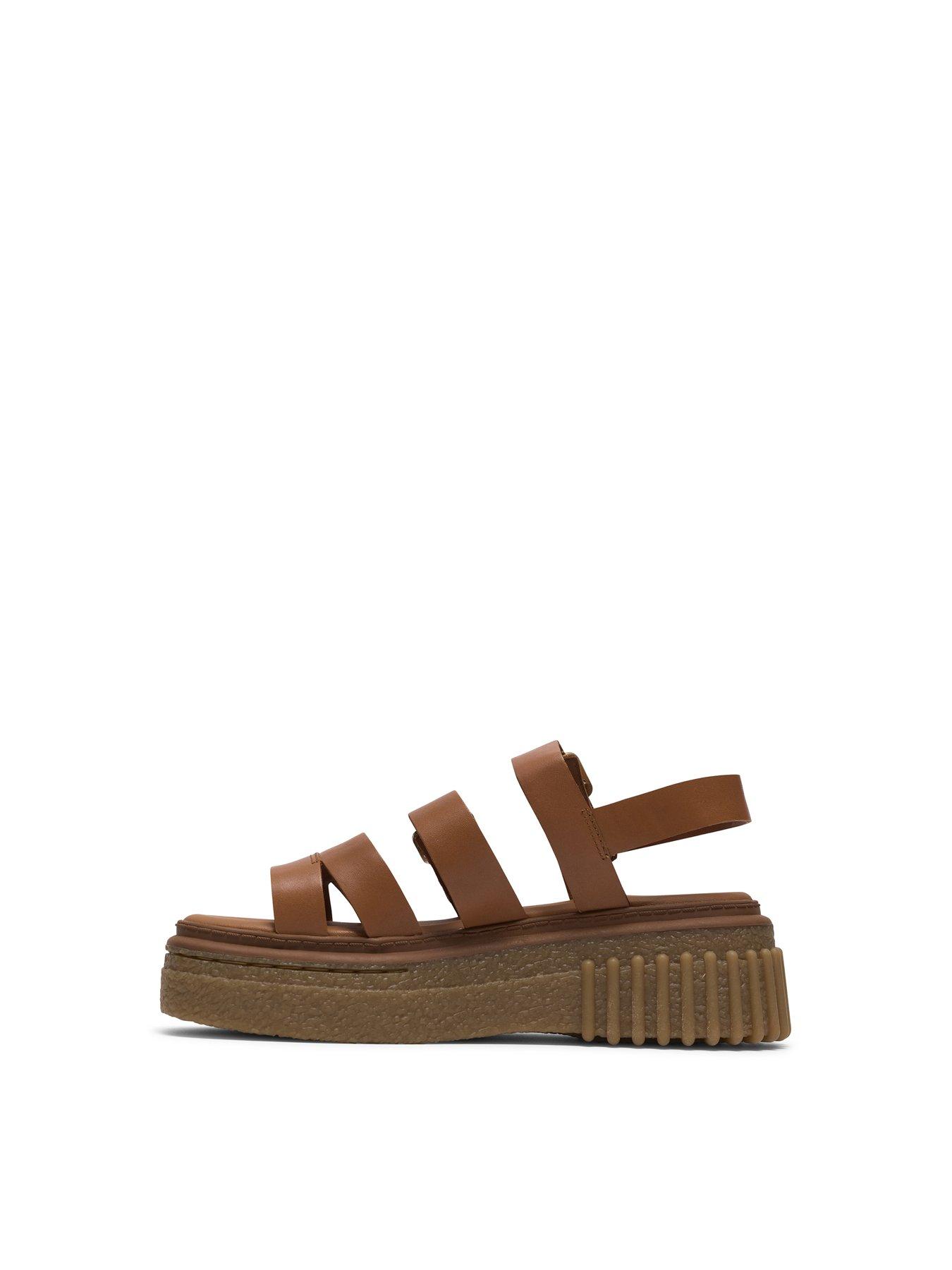  image of clarks-evamar-strap-sandals-tan-leather