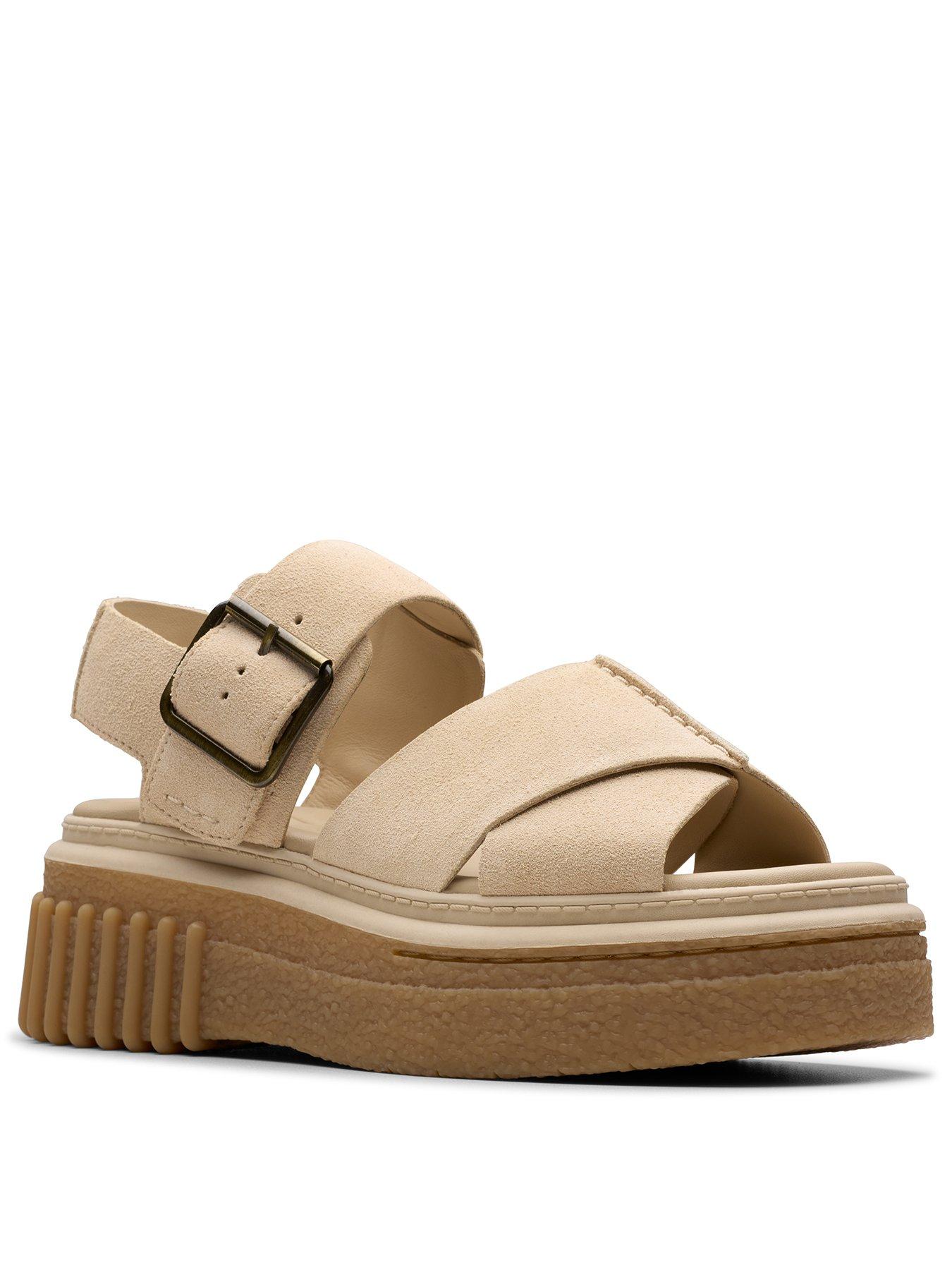 Image 2 of 7 of Clarks Evamar Wish Suede&nbsp;Sandals - Ecru&nbsp;