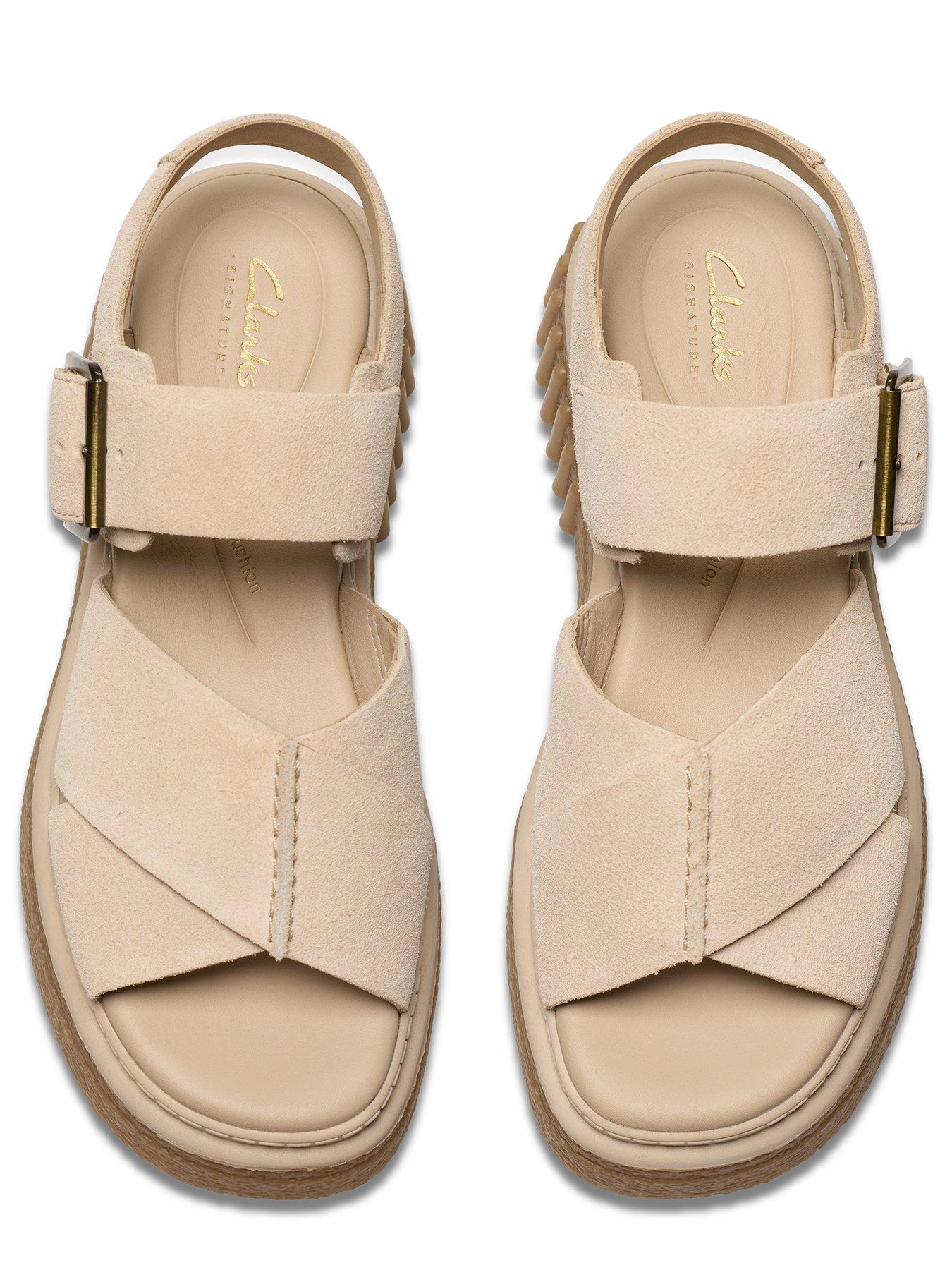 Image 4 of 7 of Clarks Evamar Wish Suede&nbsp;Sandals - Ecru&nbsp;