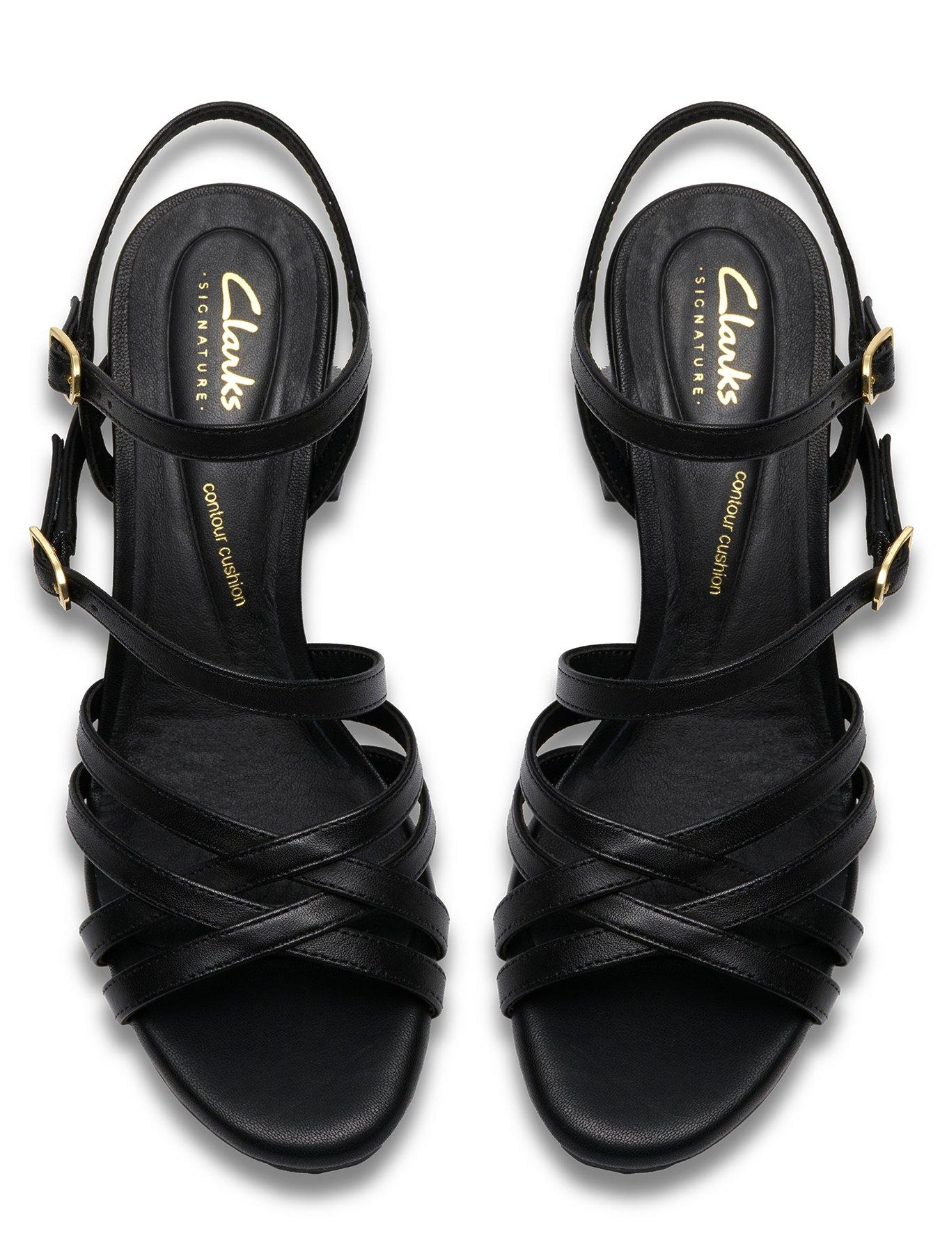  image of clarks-ezoria-strap-sandals-black-leather
