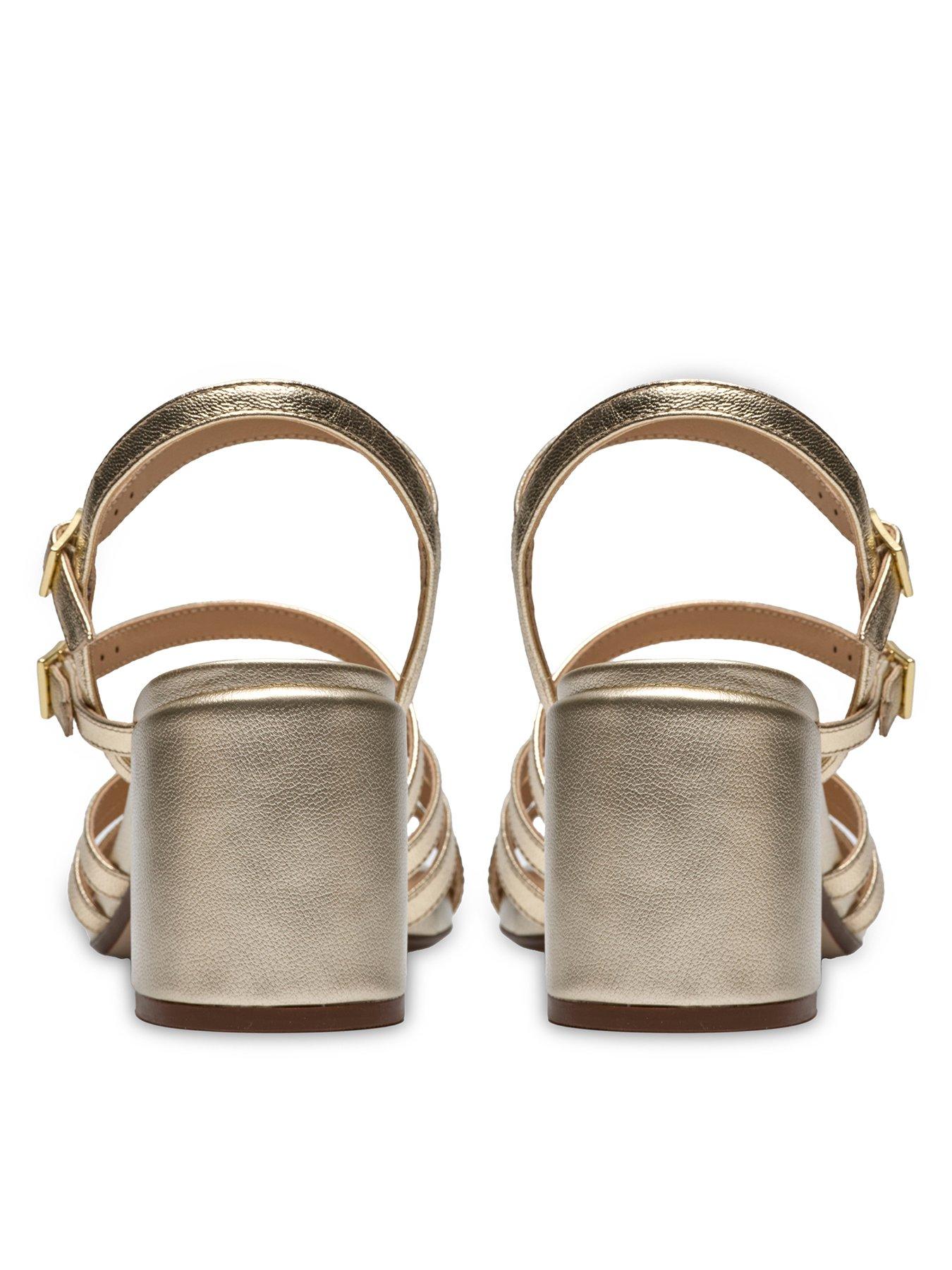  image of clarks-ezoria-strap-sandals-gold-leather