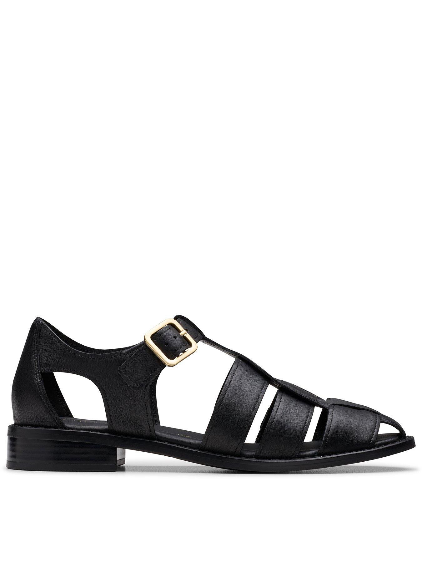 Clarks Hana Leather Sun Shoes - Black