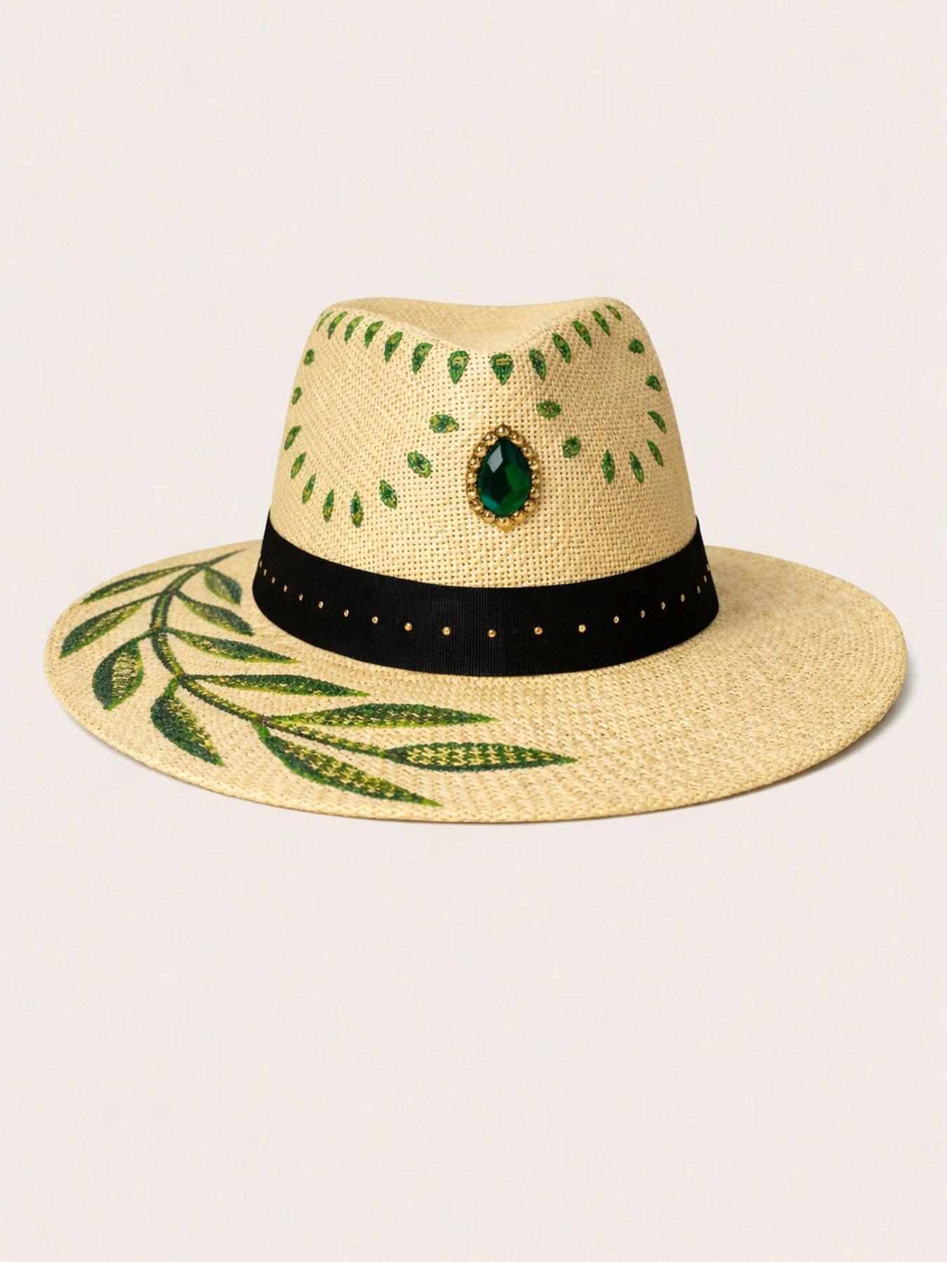 Image 3 of 5 of Sorena Painted Leaf Hat - Beige