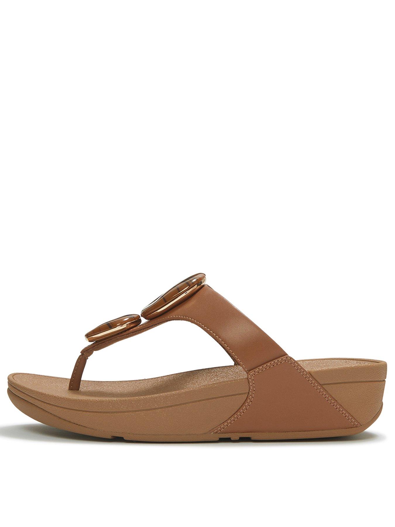 image of fitflop-lulu-marbled-stone-toe-post-sandals-deep-tan
