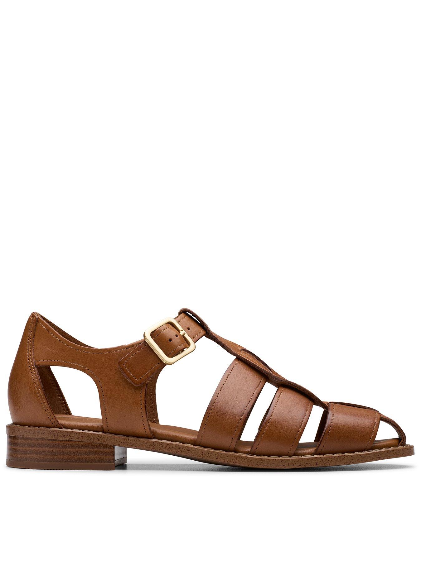 Clarks Hana Leather Sun Shoes - Tan