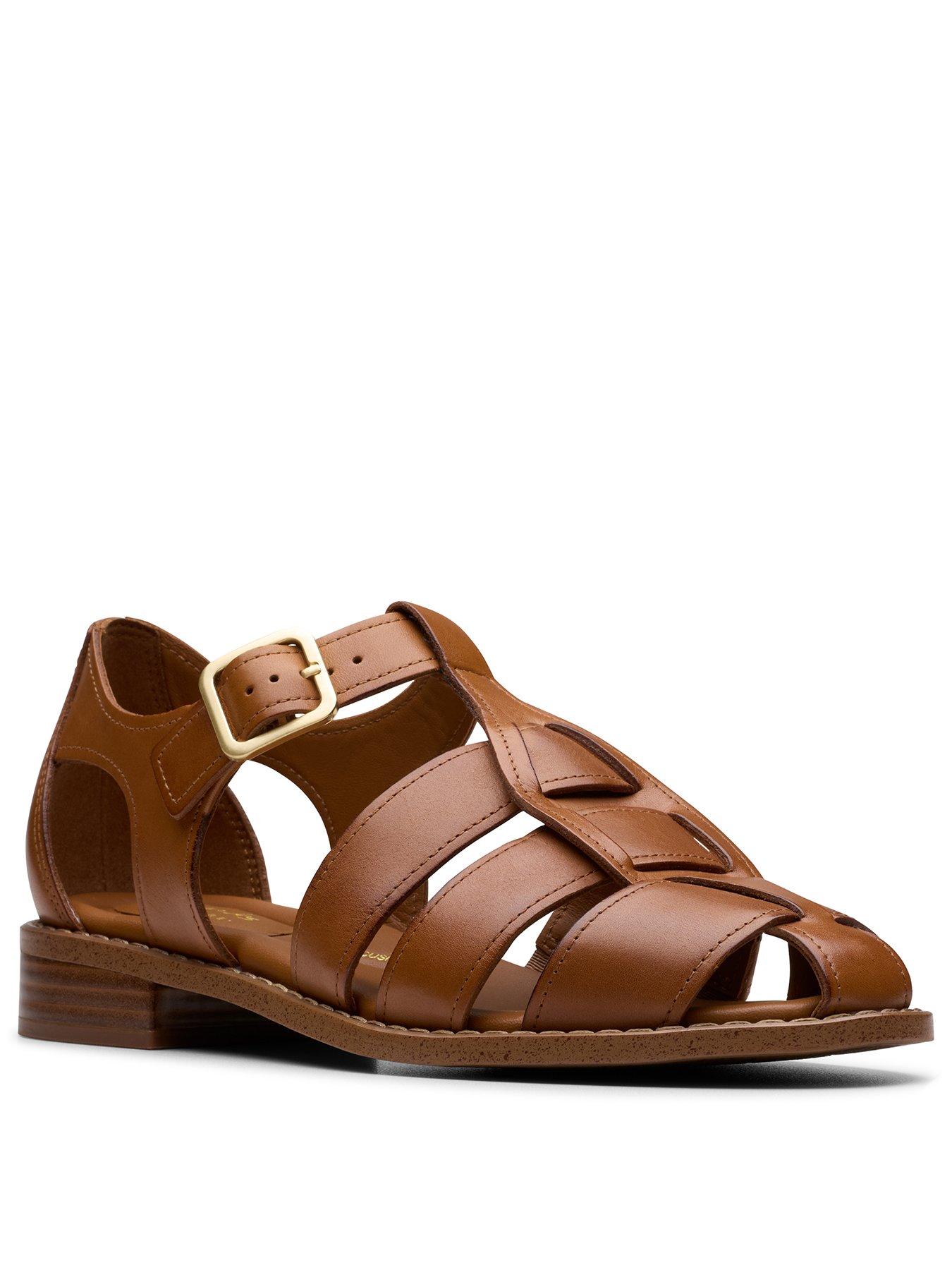  image of clarks-hana-sun-shoes-tan-leather