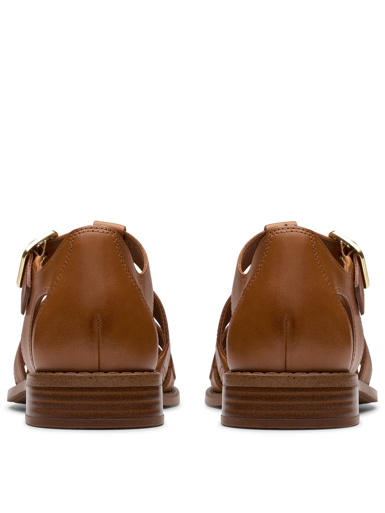  image of clarks-hana-sun-shoes-tan-leather