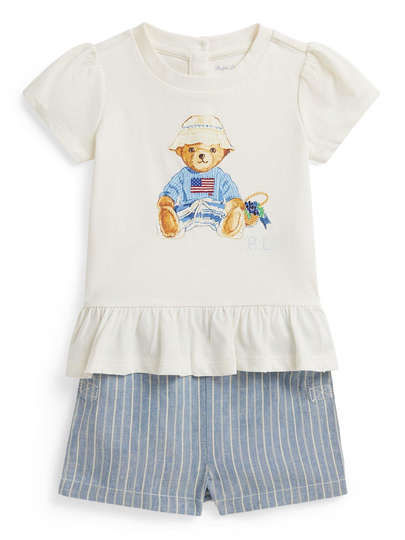 Polo Ralph Lauren Baby Girls Bear T-Shirt  &  Short Set - Multi