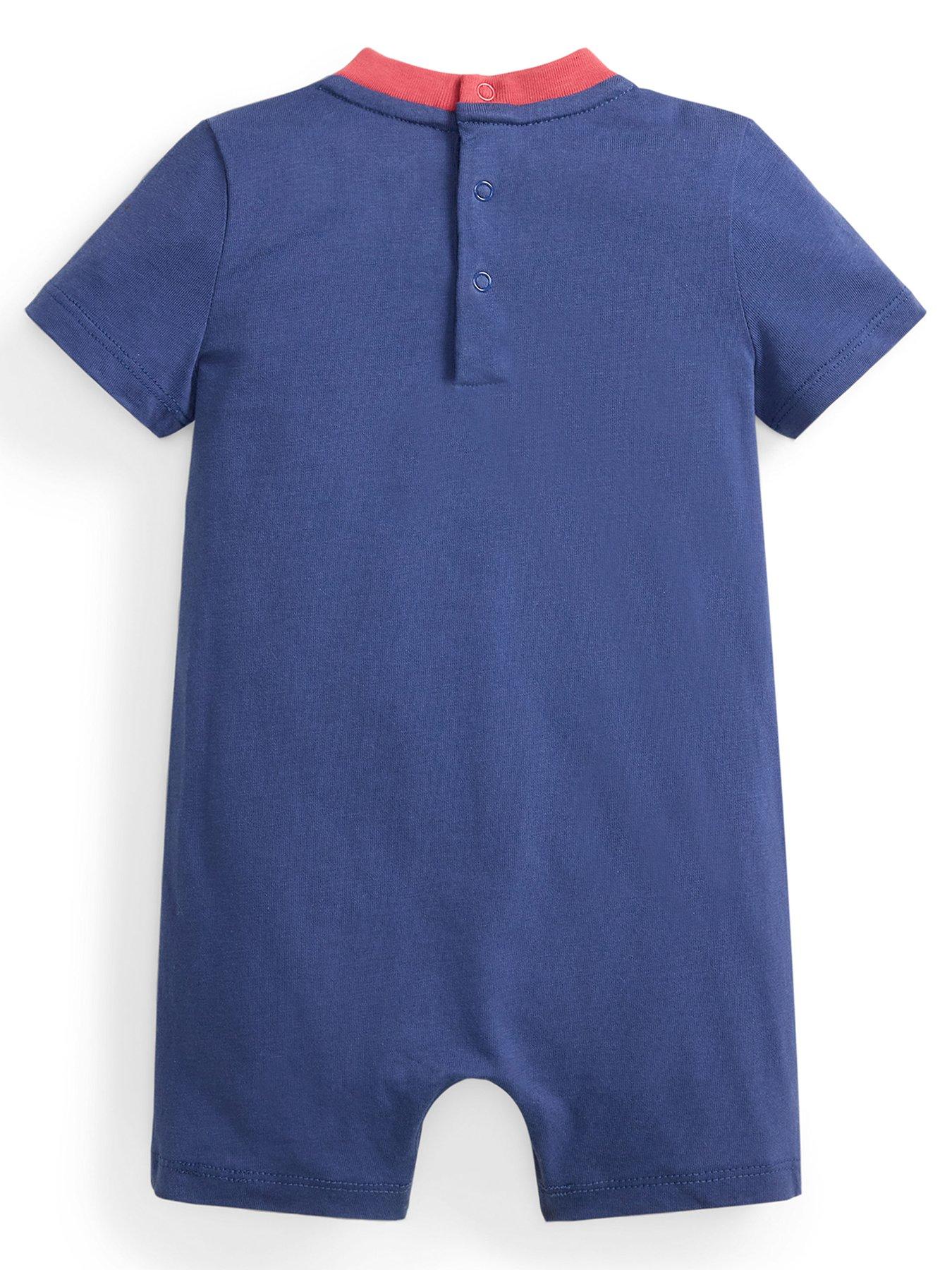 Image 2 of 3 of Polo Ralph Lauren Baby Boys Bear Short Sleeve Romper - Navy