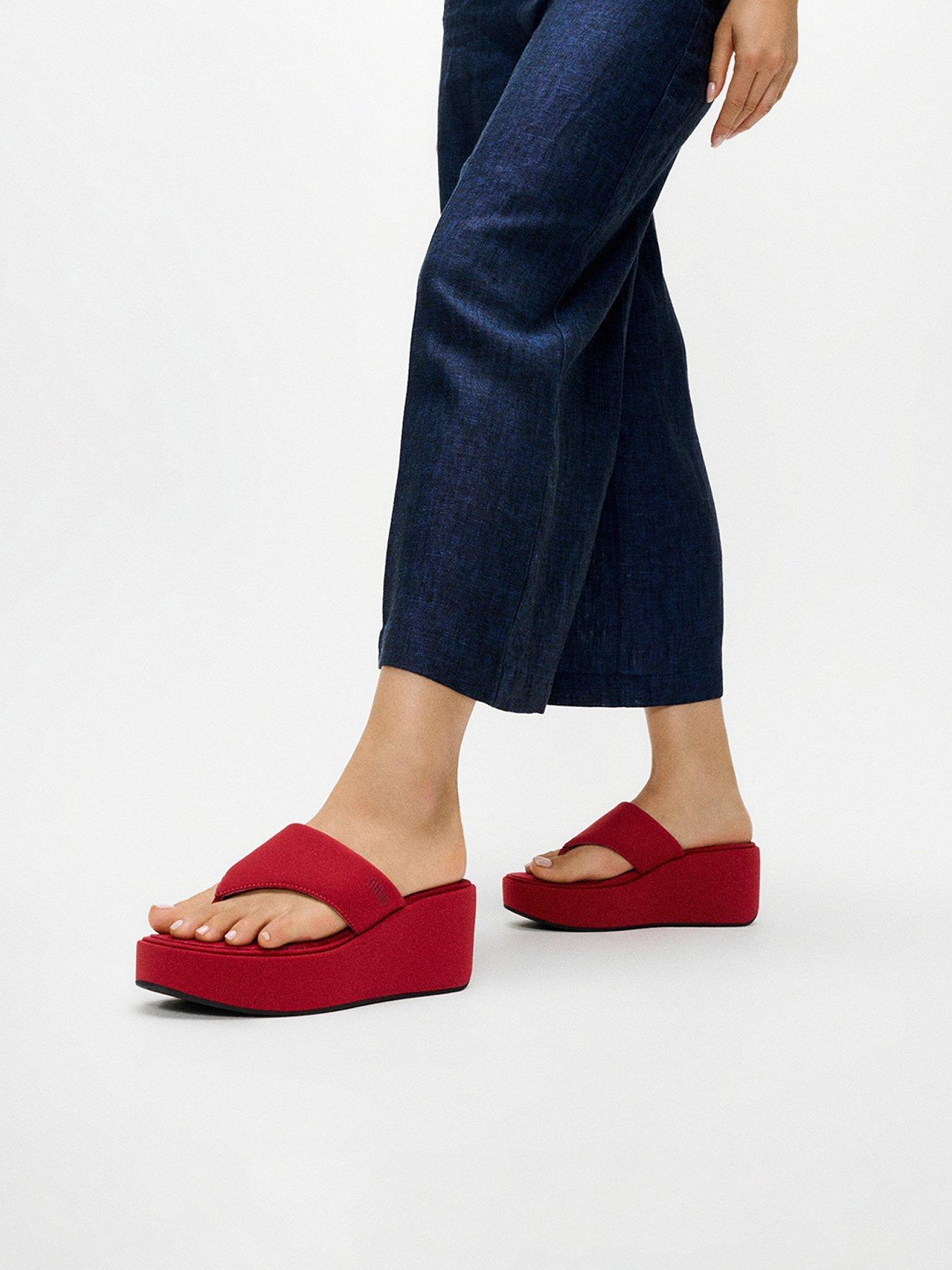 Image 1 of 5 of FitFlop Platfforms Wedge Toe-post Sandals - Burnt Berry