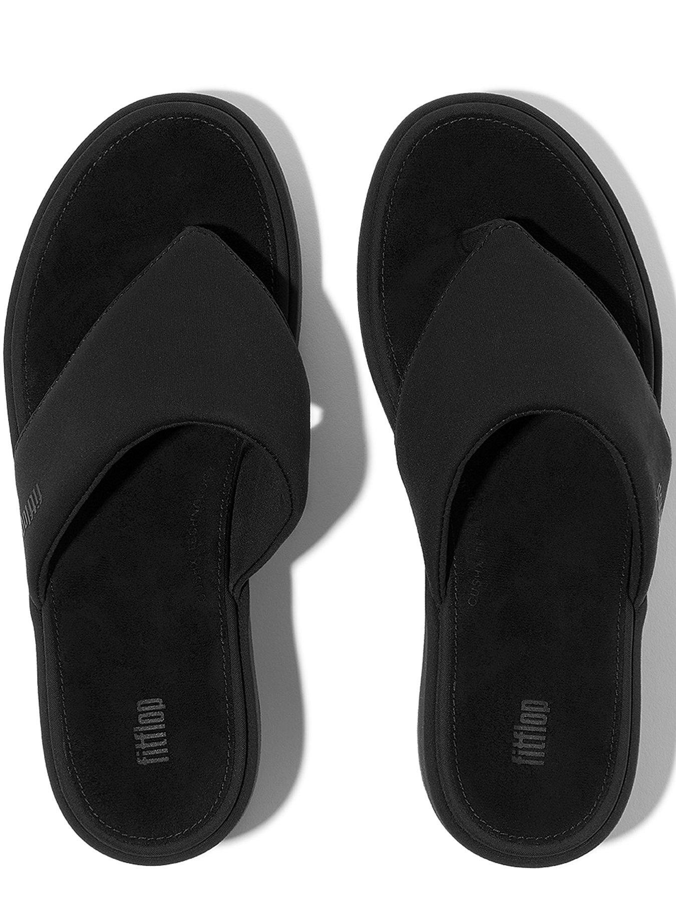  image of fitflop-platfforms-wedge-toe-post-sandals-all-black