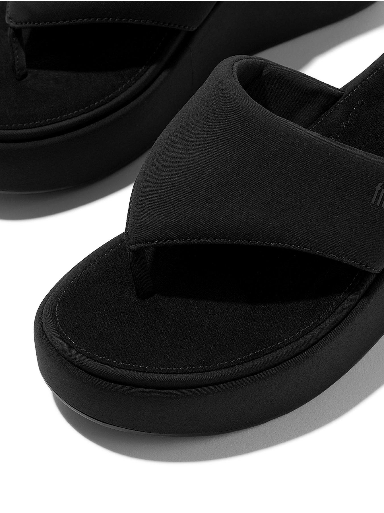  image of fitflop-platfforms-wedge-toe-post-sandals-all-black