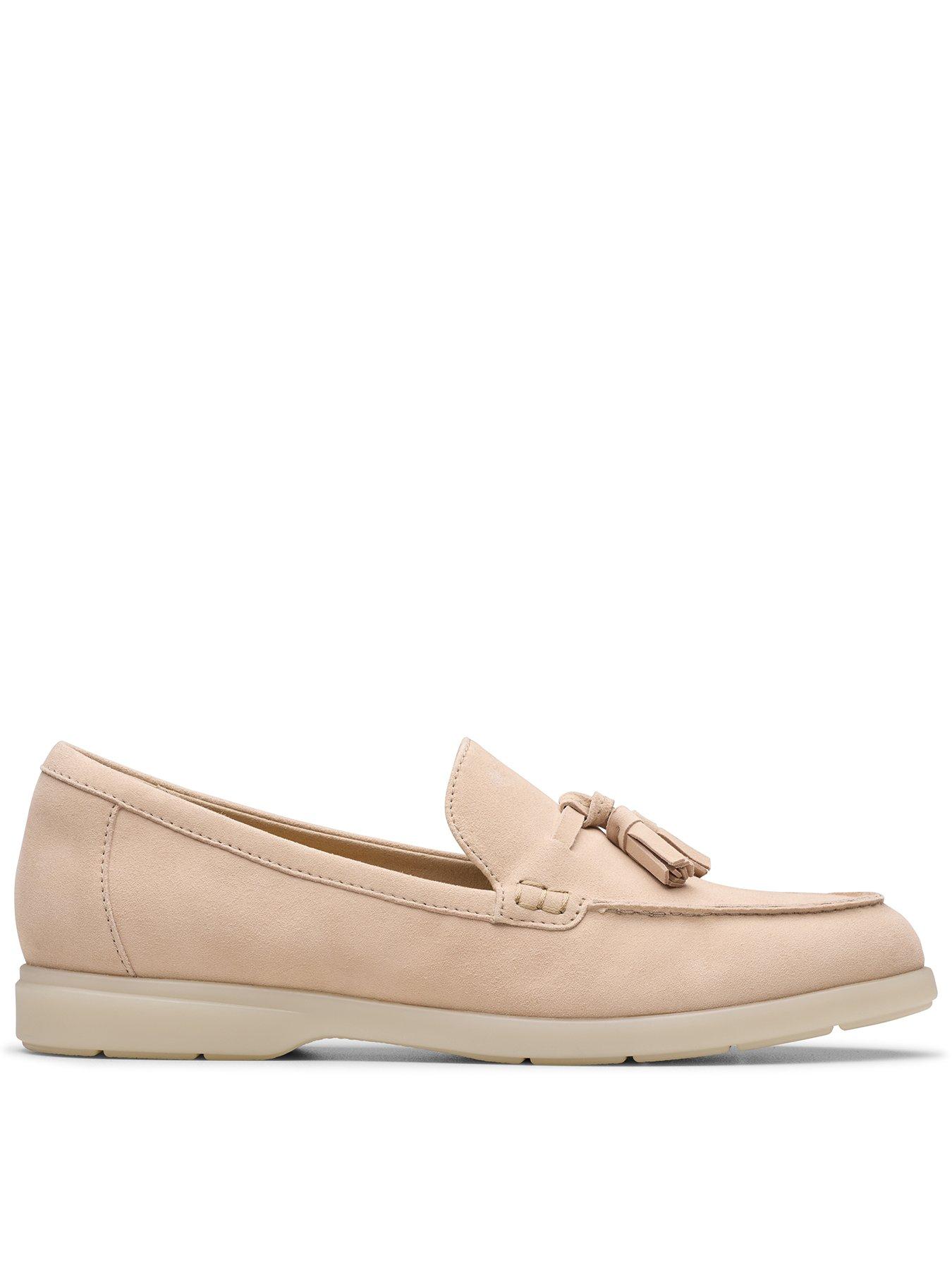 front image of clarks-narini-edge-shoes-sand-suede