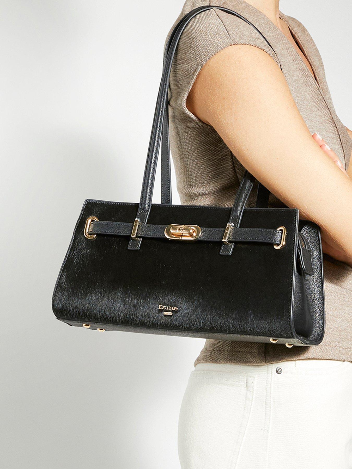  image of dune-london-depend-leather-shoulder-bag-black