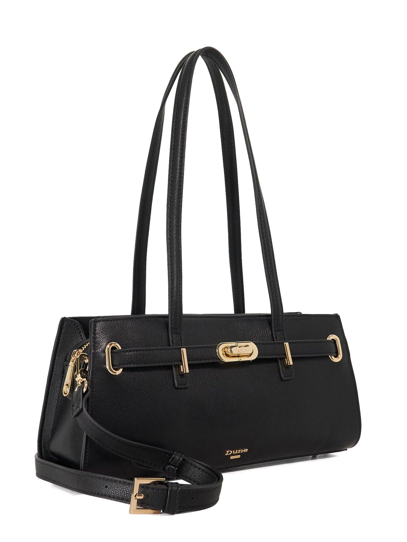  image of dune-london-depend-leather-shoulder-bag-black