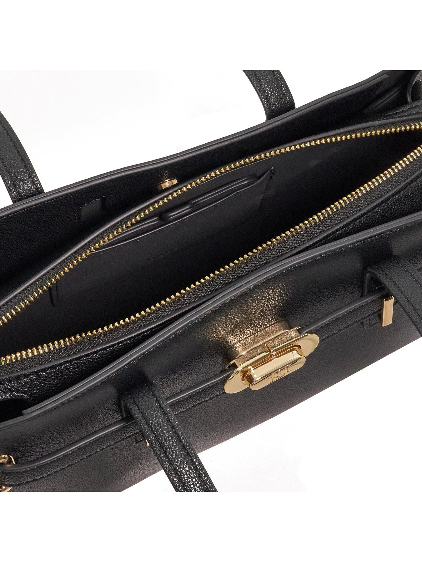  image of dune-london-depend-leather-shoulder-bag-black