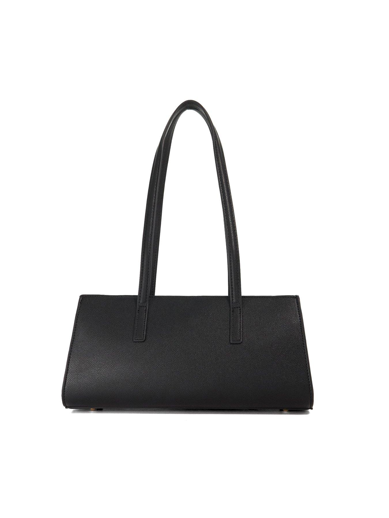  image of dune-london-depend-leather-shoulder-bag-black