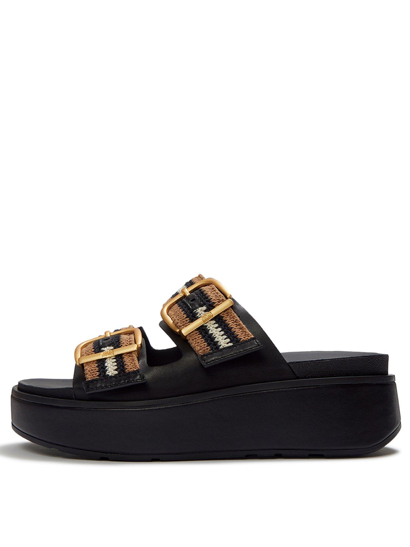 Image 2 of 5 of FitFlop Gen-Ff Max Buckle Stripe Webbing Two-Bar Slides - Black