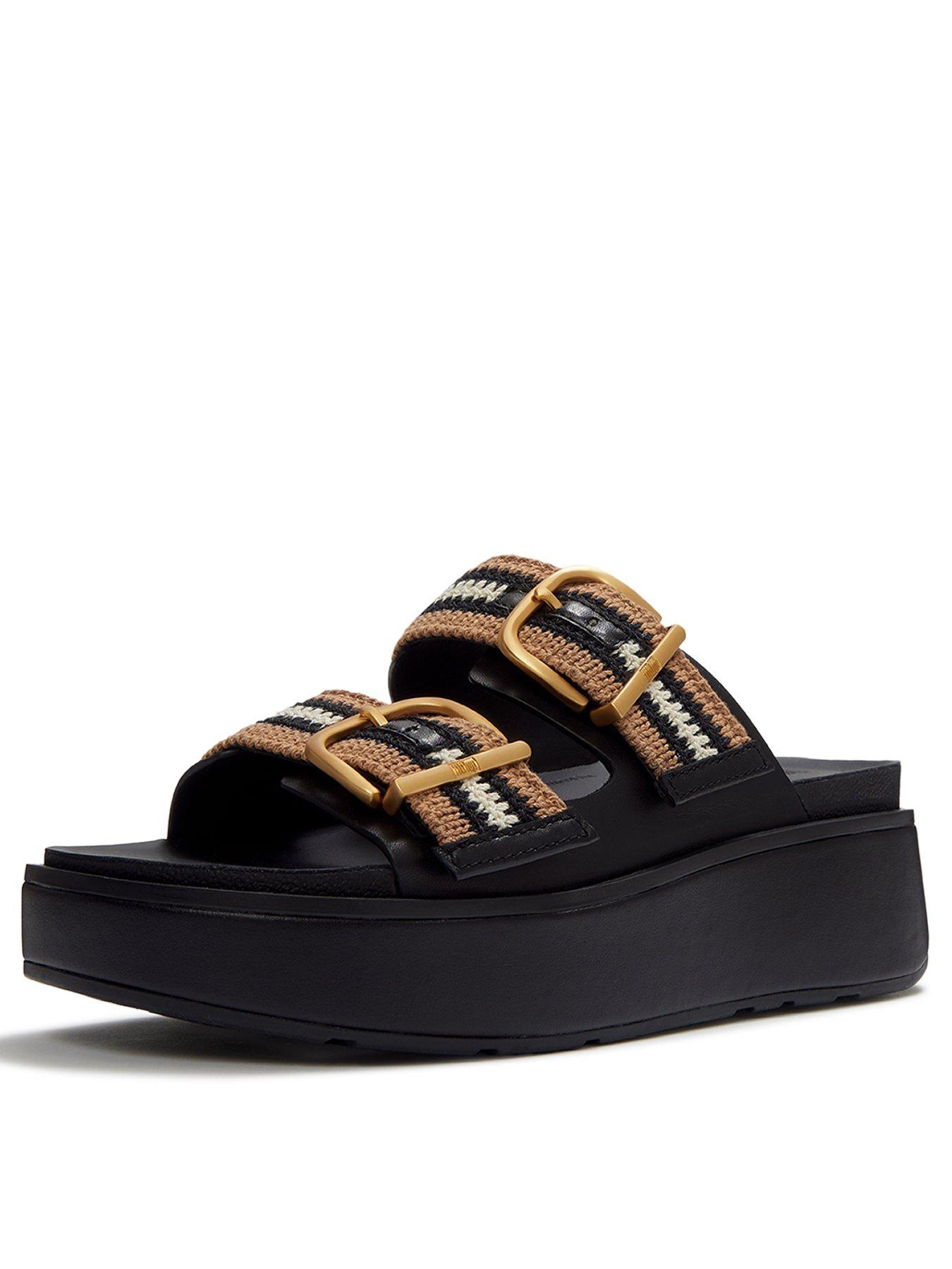 Image 3 of 5 of FitFlop Gen-Ff Max Buckle Stripe Webbing Two-Bar Slides - Black