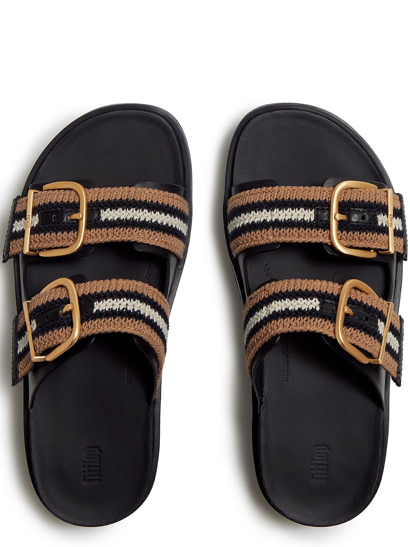Image 4 of 5 of FitFlop Gen-Ff Max Buckle Stripe Webbing Two-Bar Slides - Black
