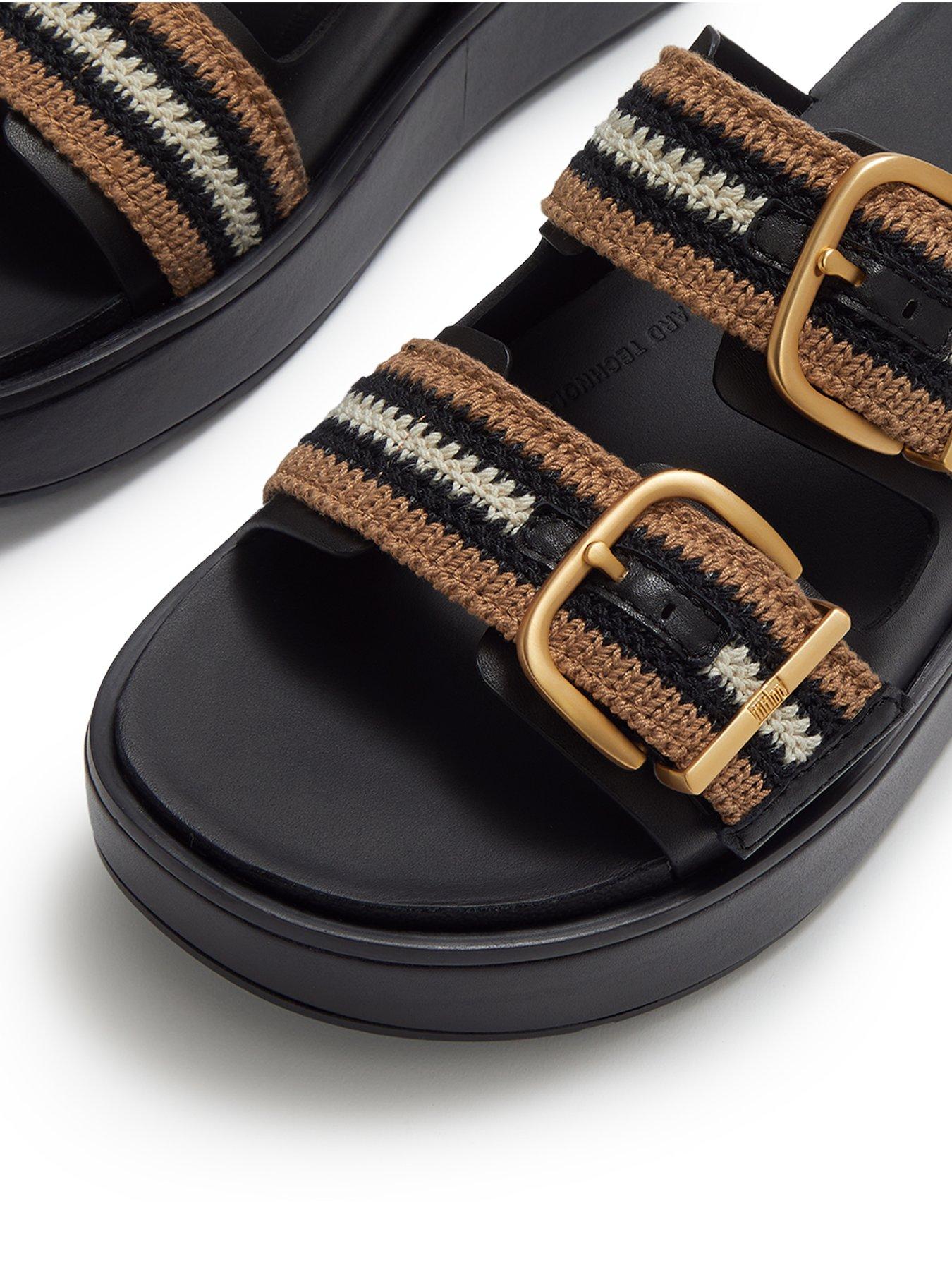 Image 5 of 5 of FitFlop Gen-Ff Max Buckle Stripe Webbing Two-Bar Slides - Black