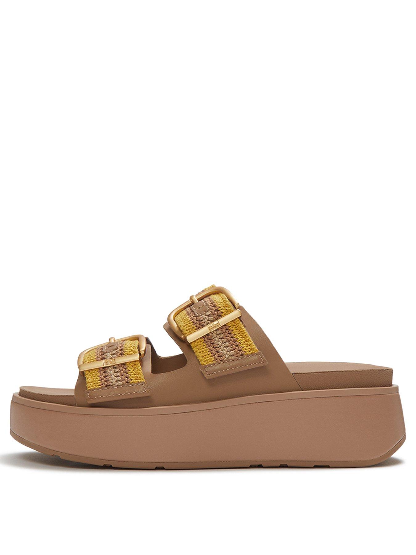 Image 2 of 5 of FitFlop Gen-Ff Max Buckle Stripe Webbing Two-Bar Slides - Turmeric/Tan
