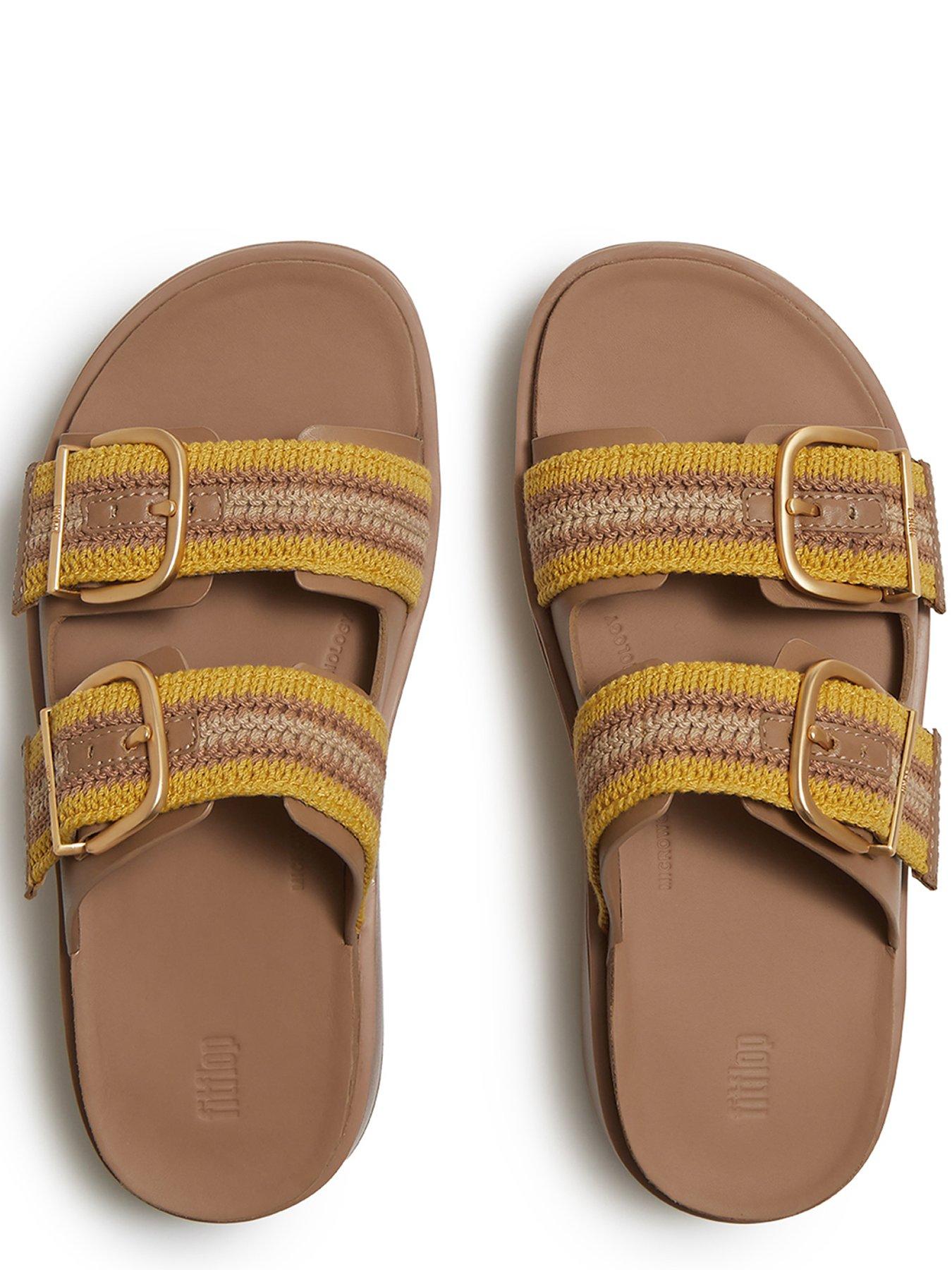 Image 4 of 5 of FitFlop Gen-Ff Max Buckle Stripe Webbing Two-Bar Slides - Turmeric/Tan