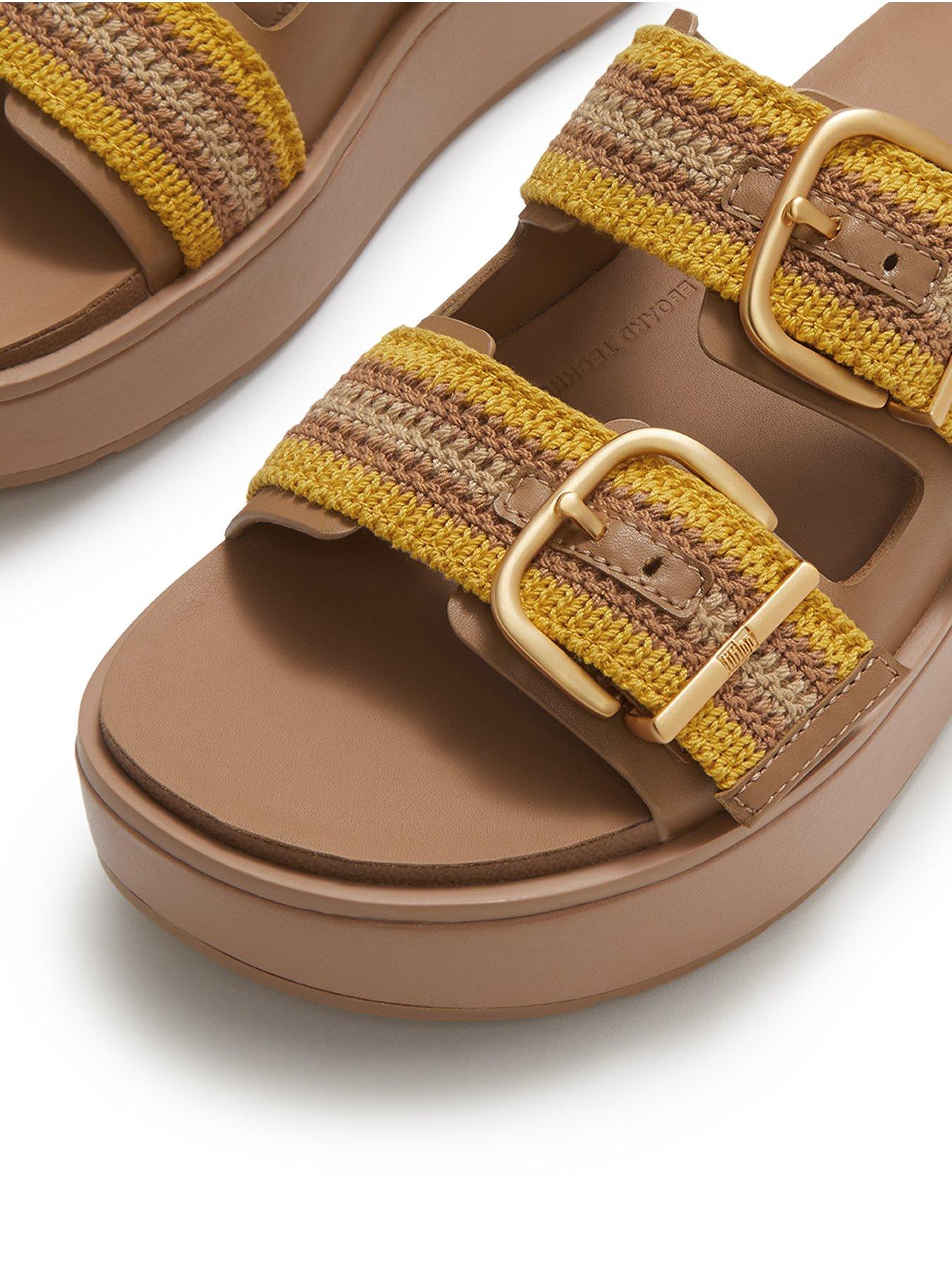 Image 5 of 5 of FitFlop Gen-Ff Max Buckle Stripe Webbing Two-Bar Slides - Turmeric/Tan